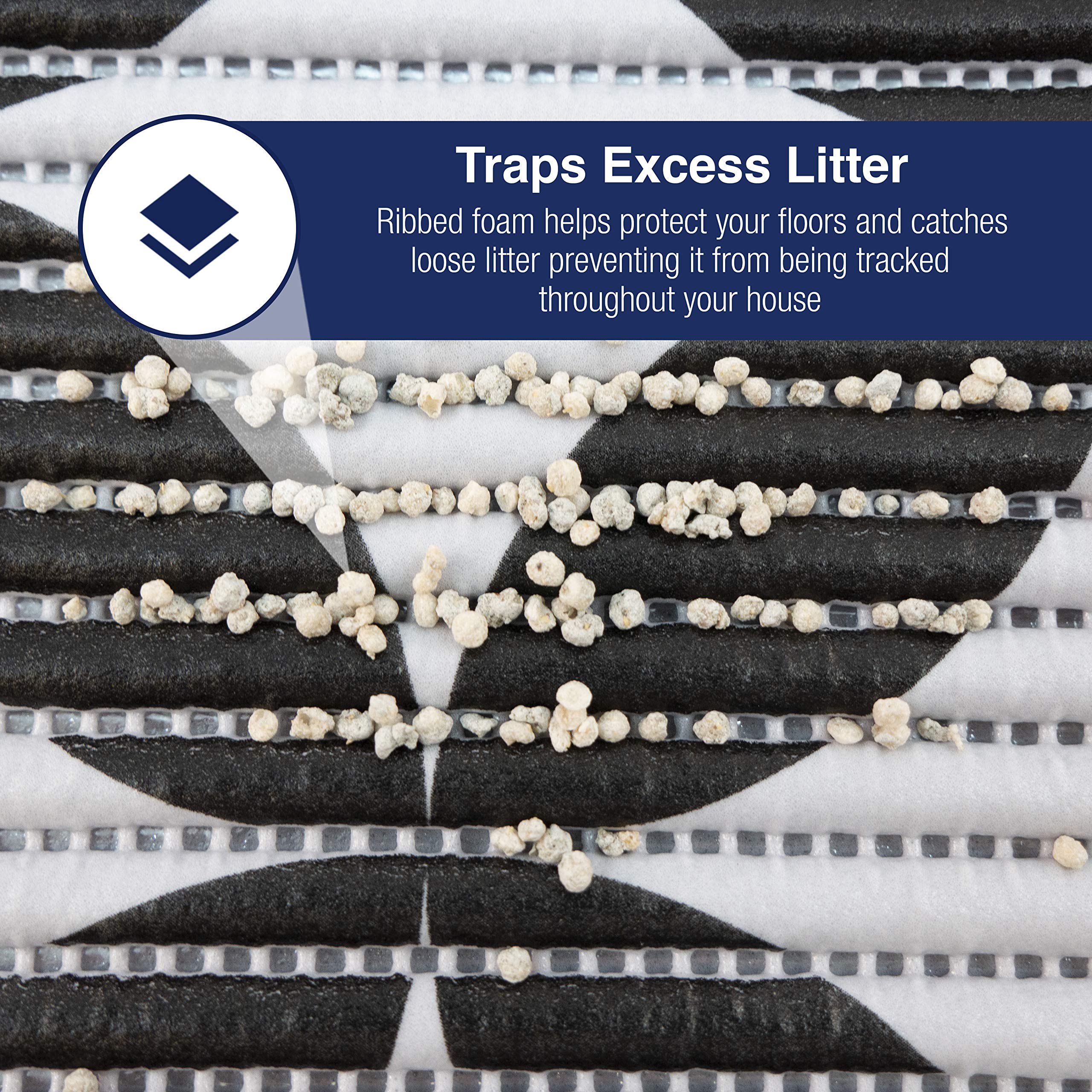 Fresh Kitty Durable Xl Jumbo Foam Litter Box Mat – Bpa And Phthalate Free, Water Resistant, Traps Litter From Box, Scatter Control, Easy Clean Mats – Gray Pattern 40”X 25” (9052)