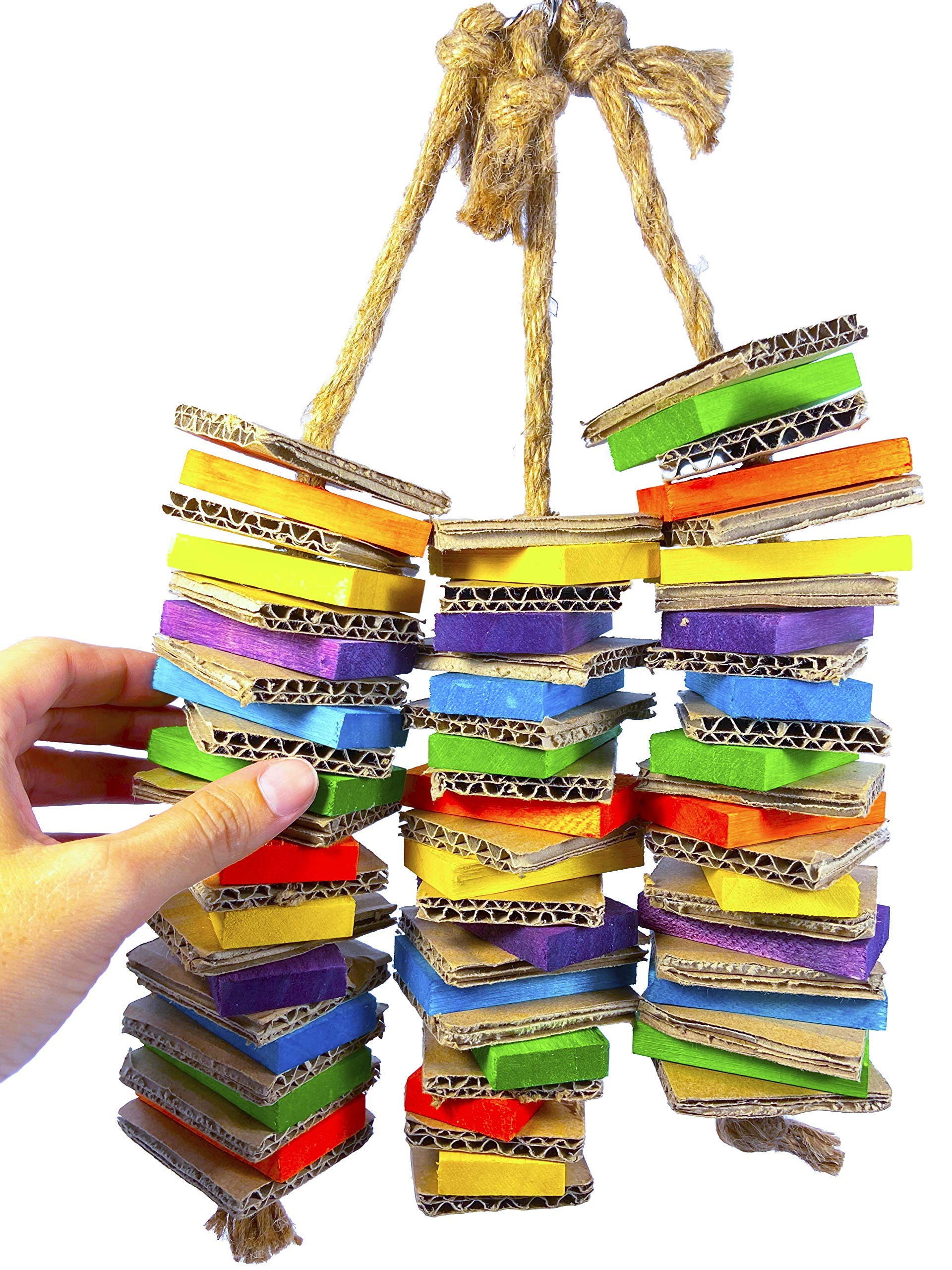 Birds Love Chew-Tastic Triple Tower Bird Cage Toy Shredded | Small Bird Toy For Green Cheek Conures Sun Conures Caiques Senegals Quakers And Similar Small Sized Parrots