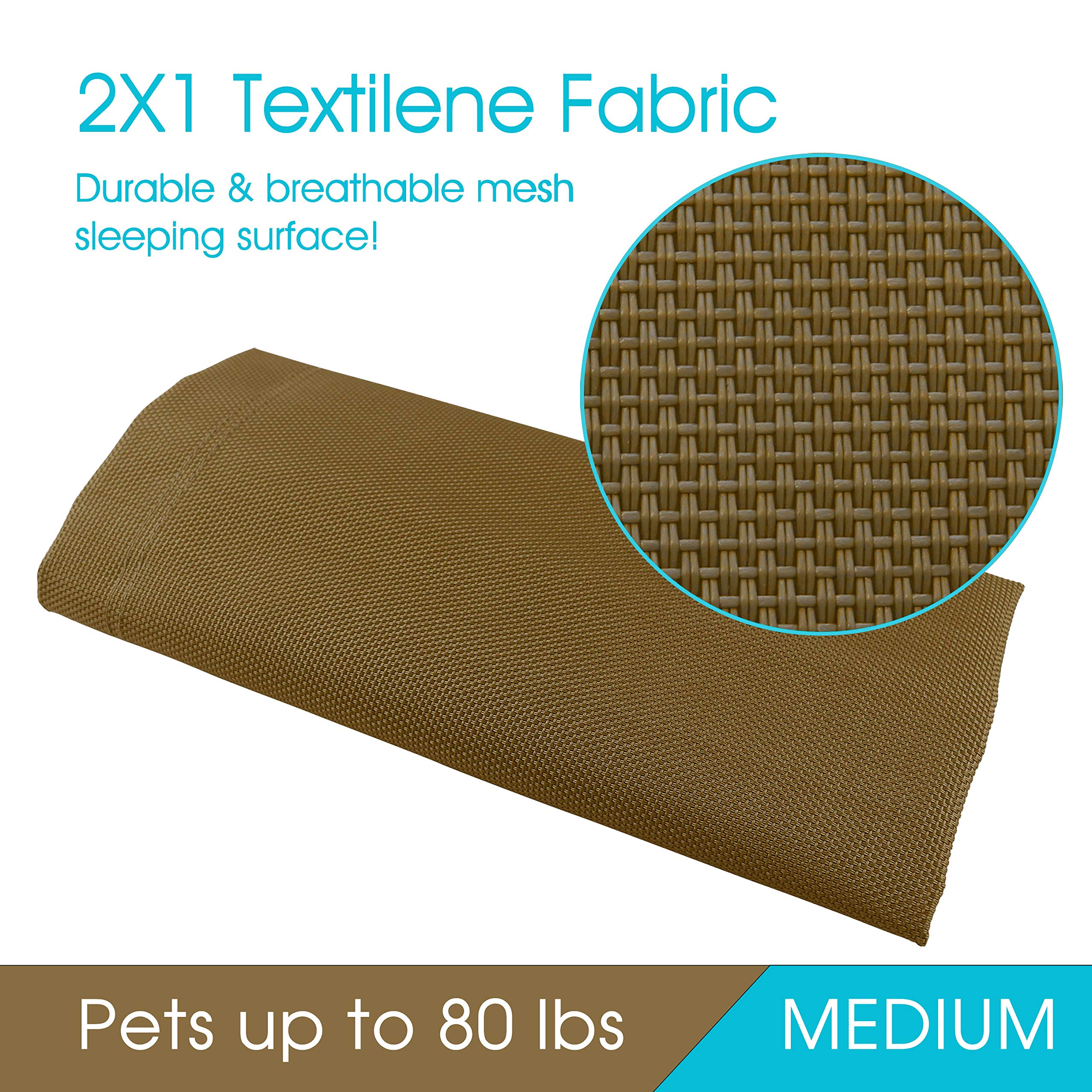 Phyex Heavy Duty Steel-Framed Portable Elevated Pet Bed, Elevated Cooling Pet Cot, 43.5' L X 25.5' W X 7.8' H(M, Brown)