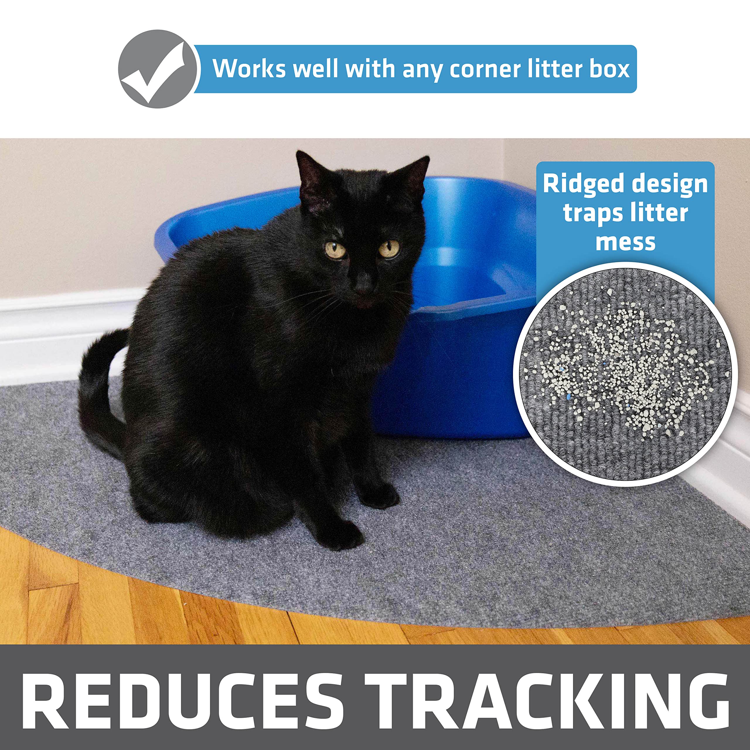 Drymate Corner Cat Litter Trapping Mat (Ridged Design), Traps Mess From Box, Protects Floors, Urine-Proof, Machine Washable, Soft On Kitty Paws, Absorbent, Waterproof (Usa Made, Recycled Content)