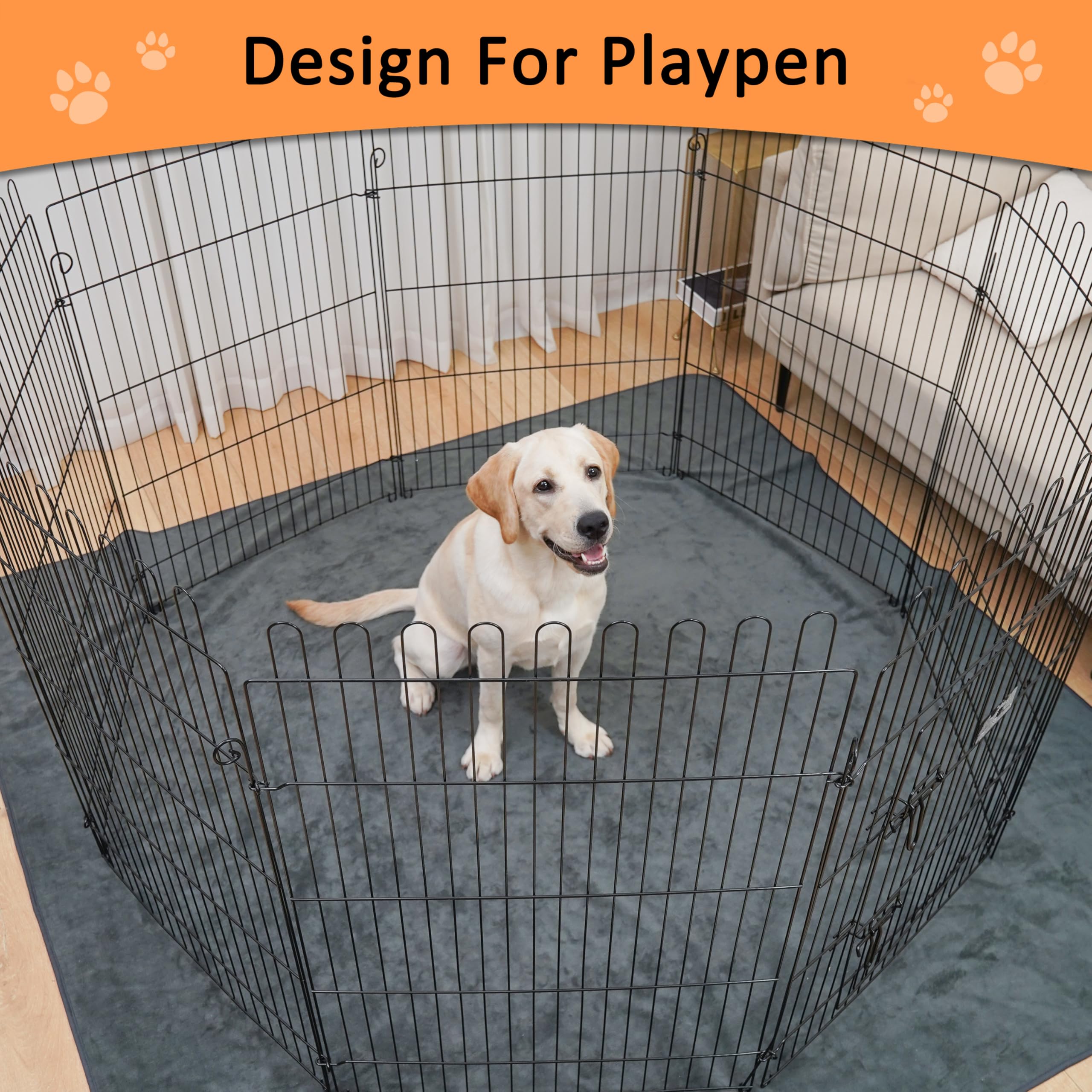 Bunlitent Extra Large Washable Dog Pee Pads, 63x63 Inch, Non-Slip Waterproof, Grey, Pack of 3