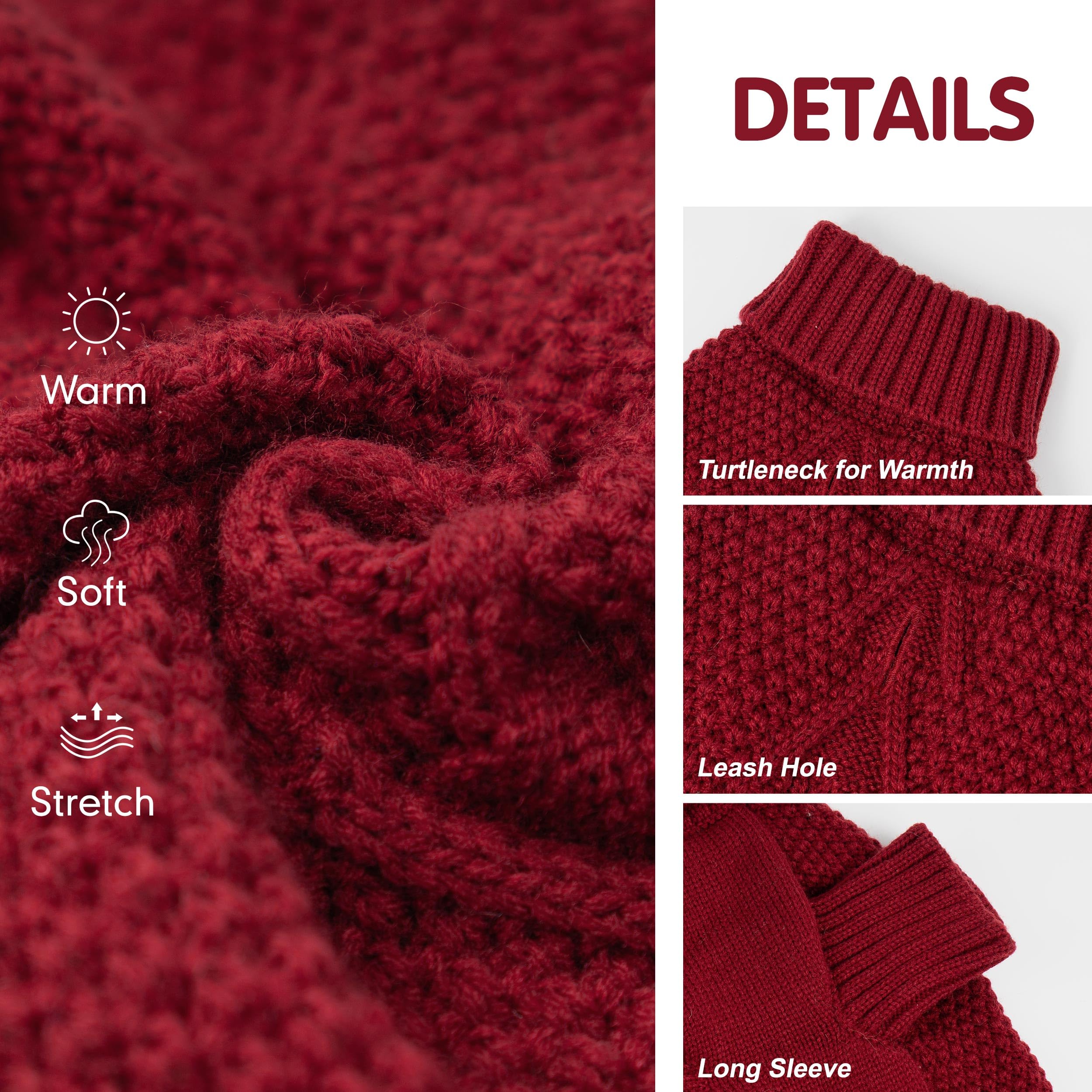 cyeollo Dog Sweater Pullover Turtleneck for Dogs Girl, Classic Knitwear Fall Winter Cold Weather Dog Clothes Warm Pet Apparel Sm