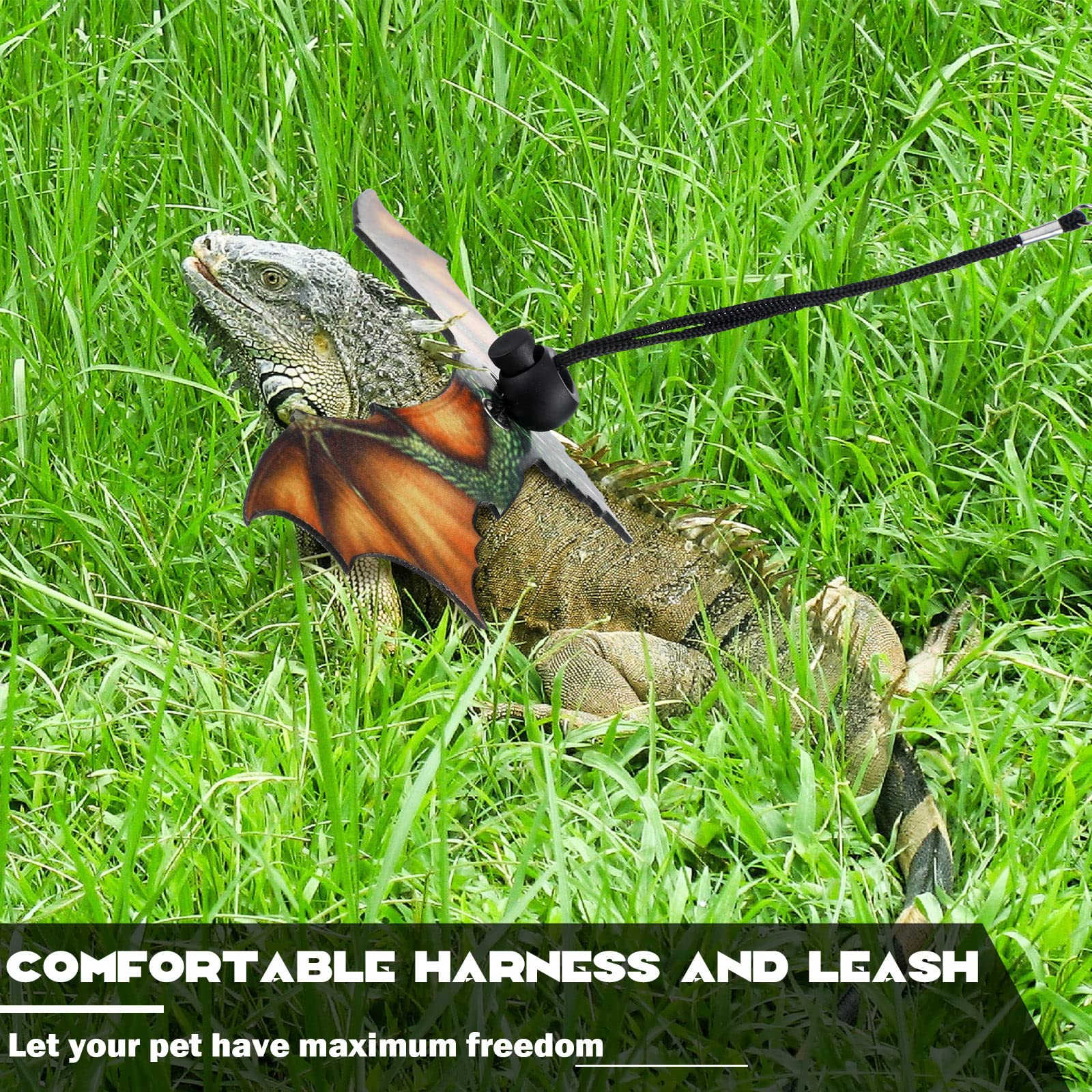 Bearded Dragon Lizard Leash Harness Removable Lizard Leash For Bearded Dragon Lizard Reptiles, Bearded Dragons Lizards Safety Outdoor Walking (S, M, L, 3 Pack) (Orange)