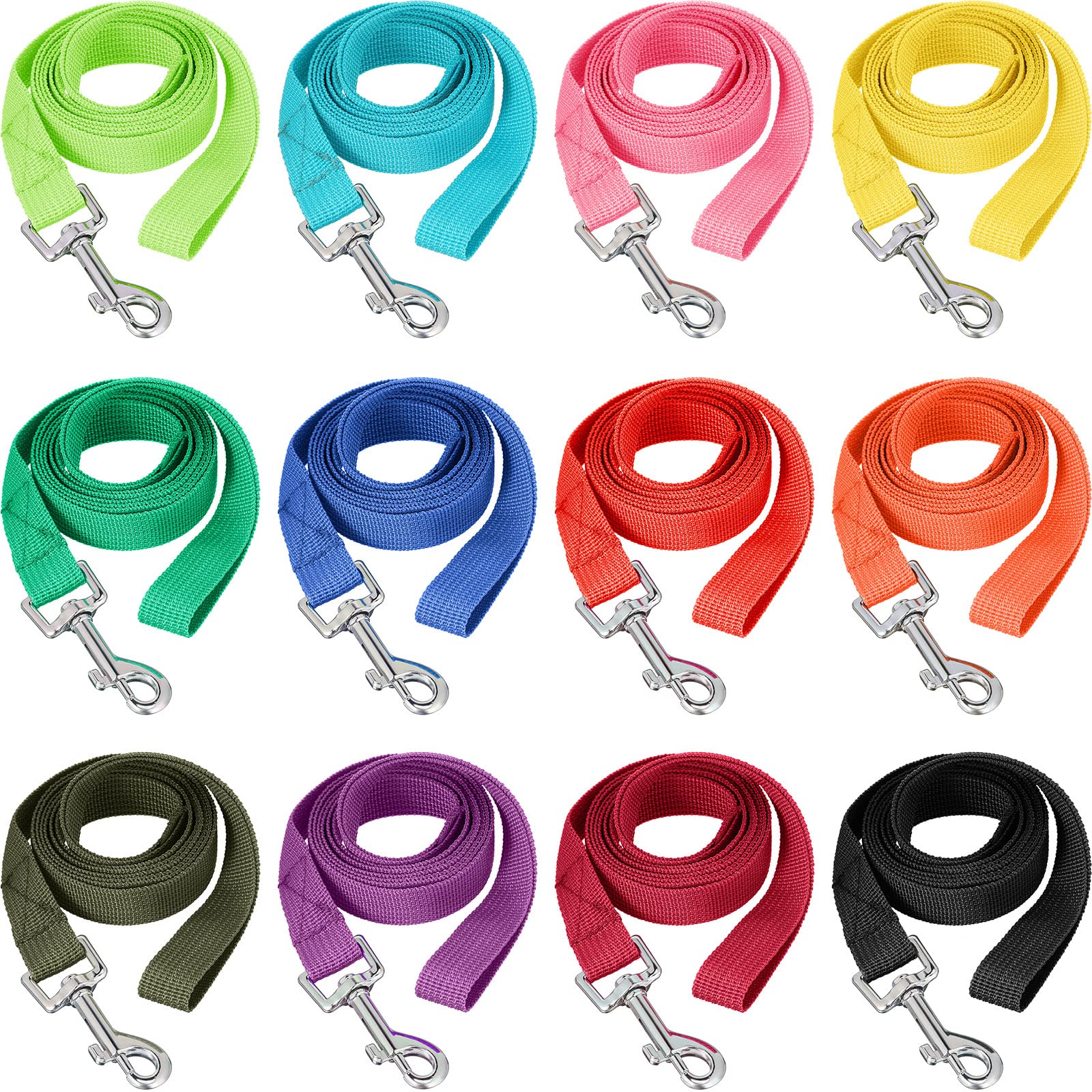 12 Pcs Nylon Dog Leash Bulk 5Ft Dog Training Leash 12 Colors Puppy Line Traction Rope For Small Medium Puppy Training, Play, Cam