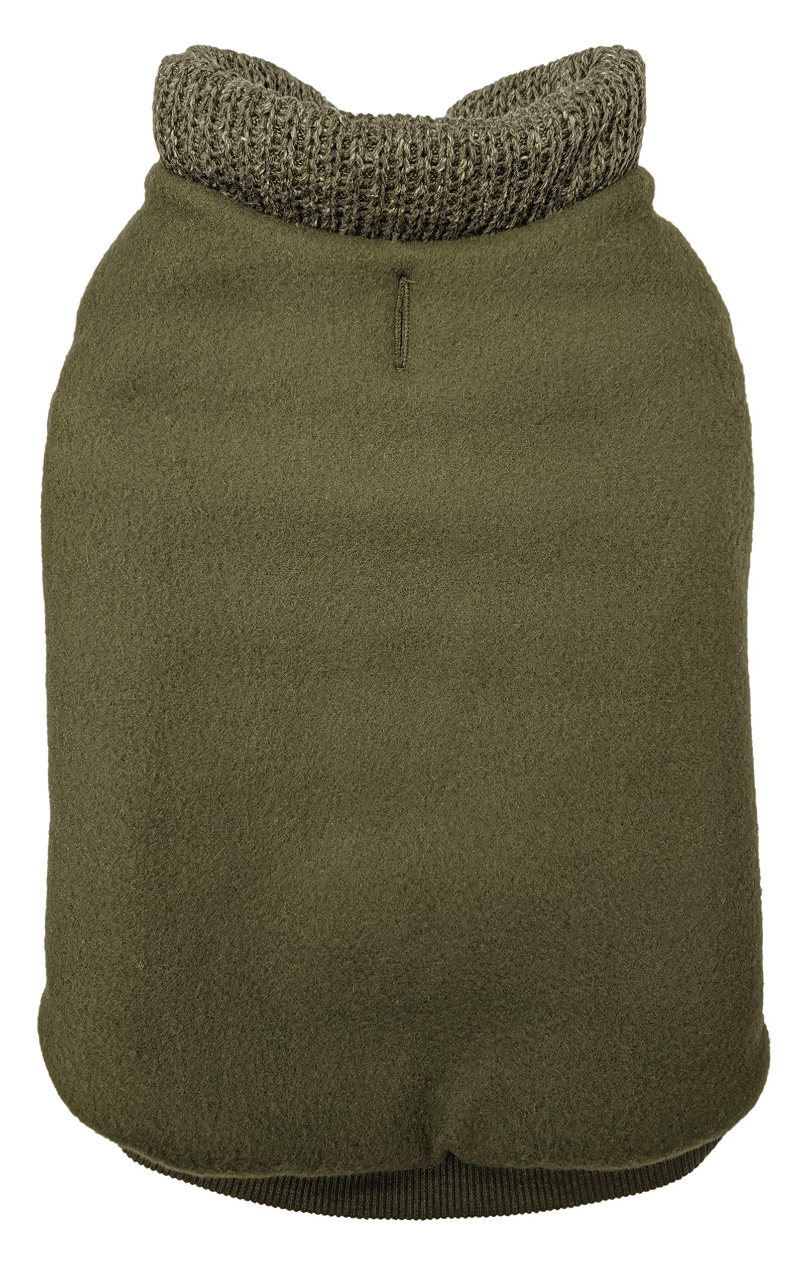 Fashion Pet /Sweater Trim Puffy Coat/Dog Coat/Olive/Small