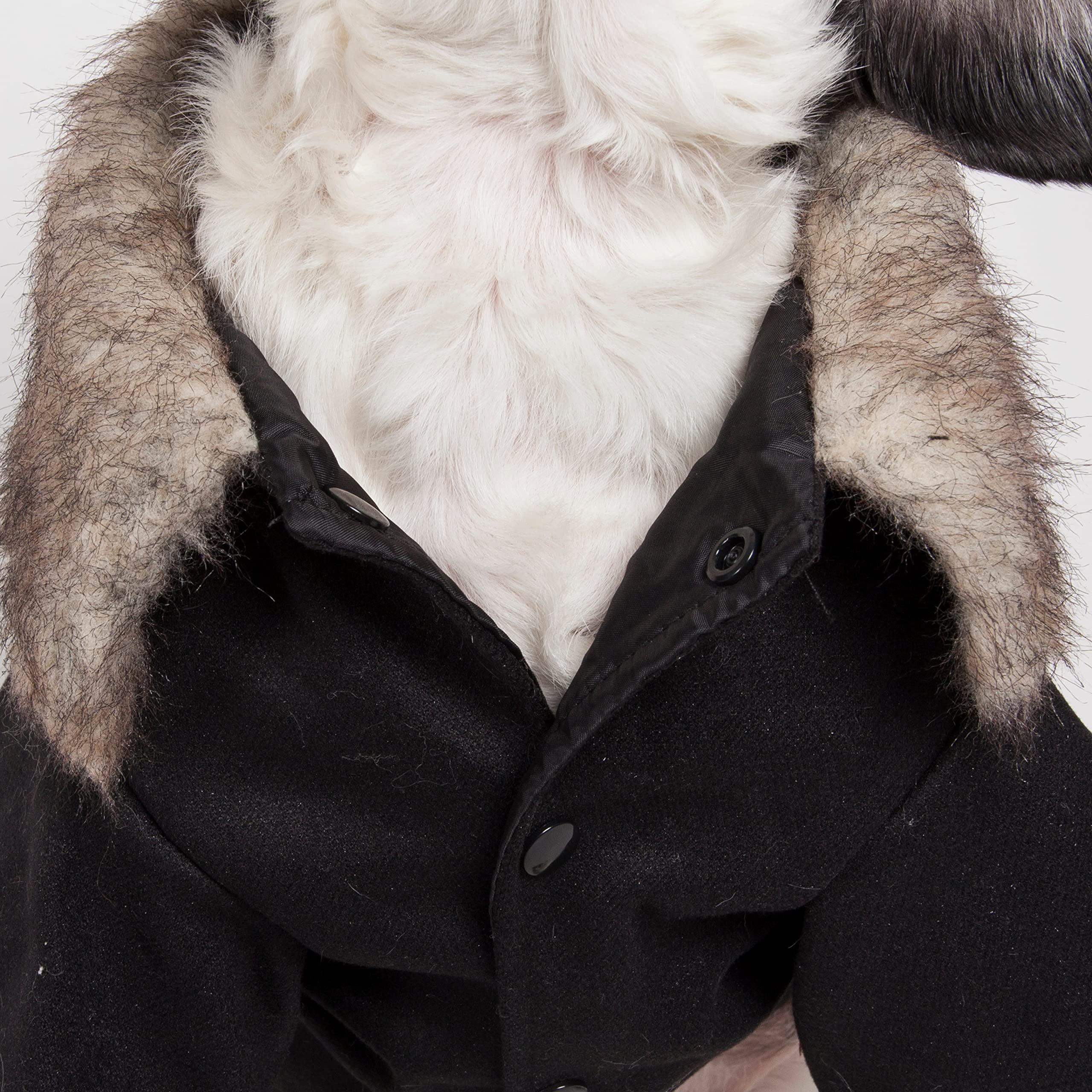 Buttoned Coast-Guard Fashion Faux-Fur Collared Wool Pet Coat