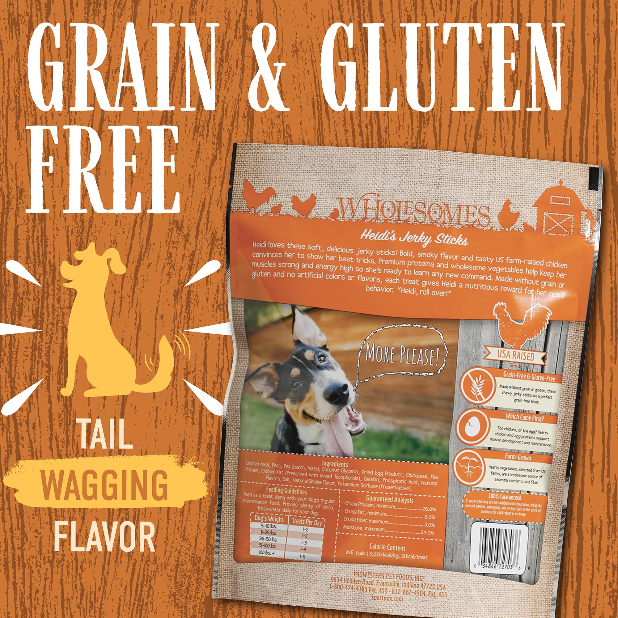 Wholesomes Heidis Jerky Sticks Grain-Free Moist Dog Treats 25 oz