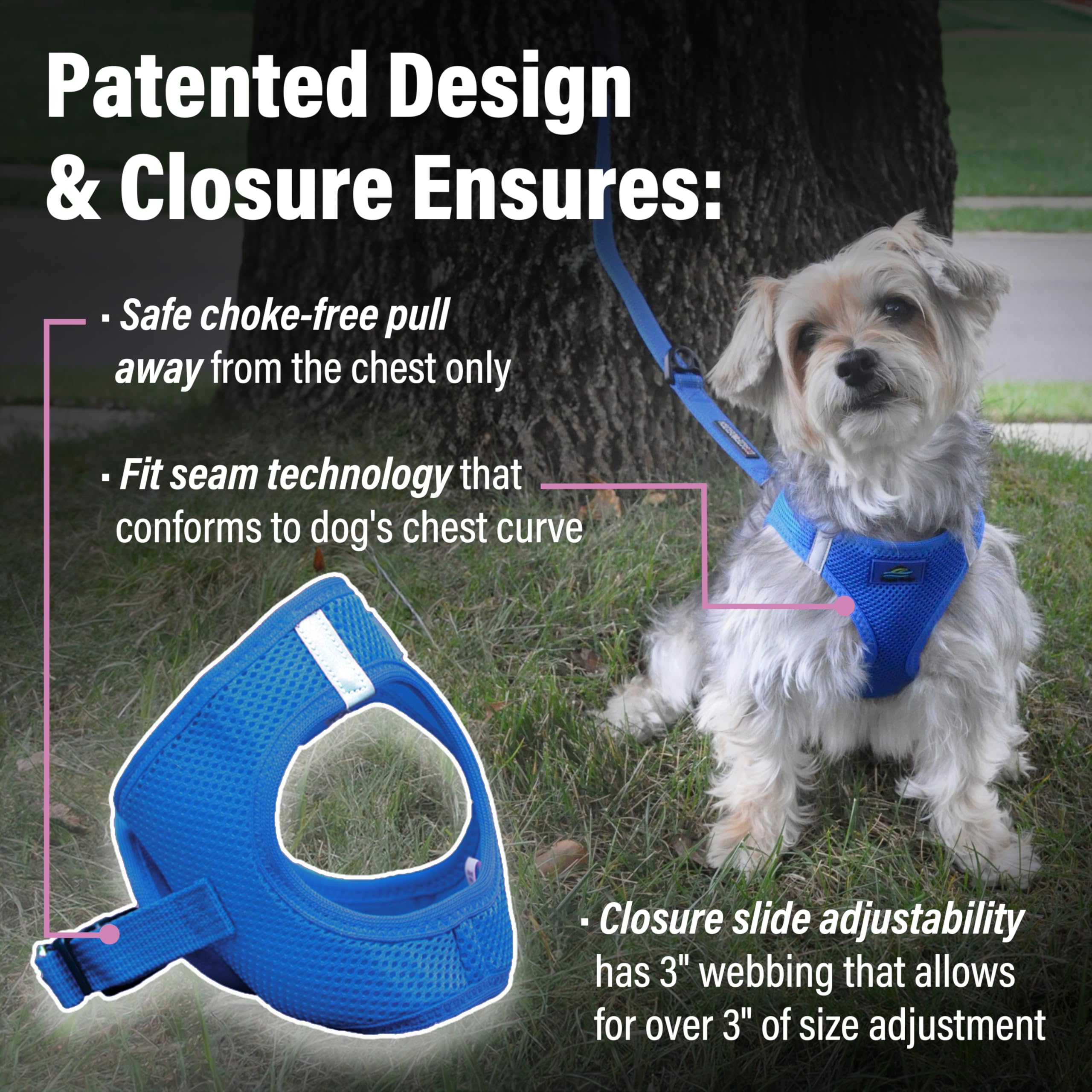 Doggie Design Dog Harness - No Choke Dog Harness, Dog Vest, Mesh Polyester, Pet Harness, Simple Step In And Go Design, Harness For Dog - Cobalt Blue, L