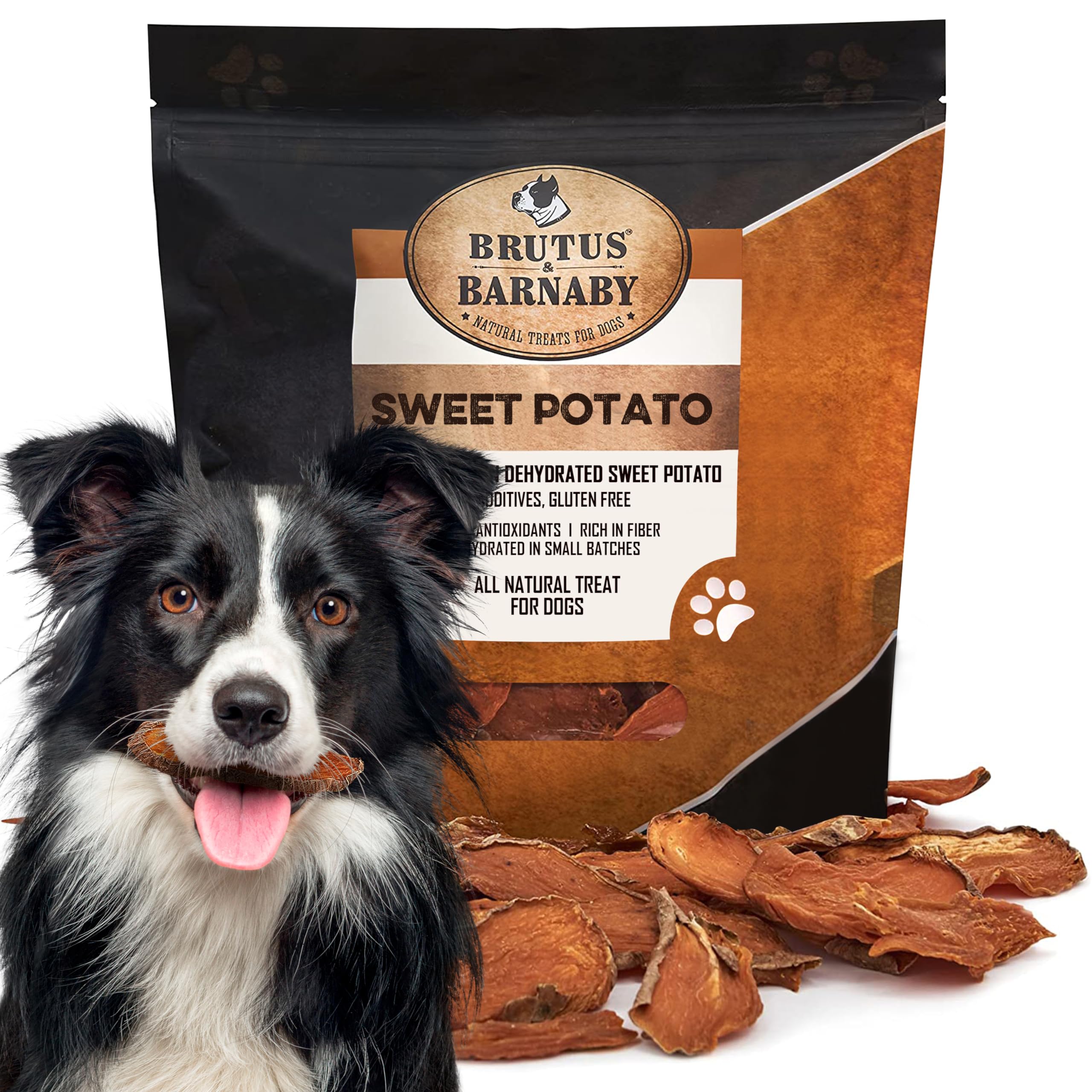 BRUTUS & BARNABY Sweet Potato Dog Treats - Support Sensitive Stomachs with USA-Grown, Hypoallergenic Treats That Smell as Good a