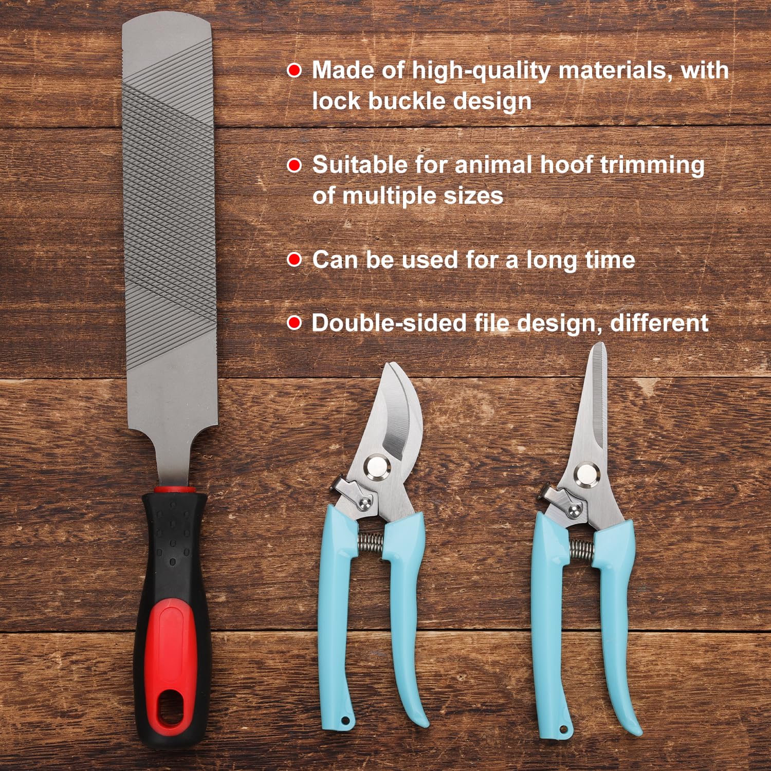 PEUTIER 3pcs Goat Hoof Trimmers and File, Nail Clippers for Goats Hoof Nippers Curved/Straight Head Sheep Hoof Trimming Shears H