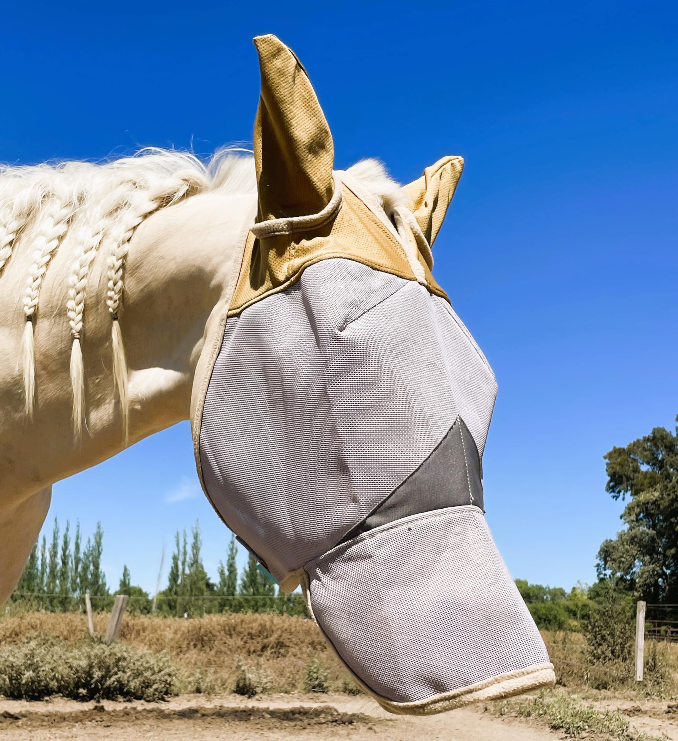 Fly Masks for Horses. Stops Sunburn, 70% Uv-Block. Breathable Fly Mask for Equines, Durable, Comfortable Fit for All-Day Protect