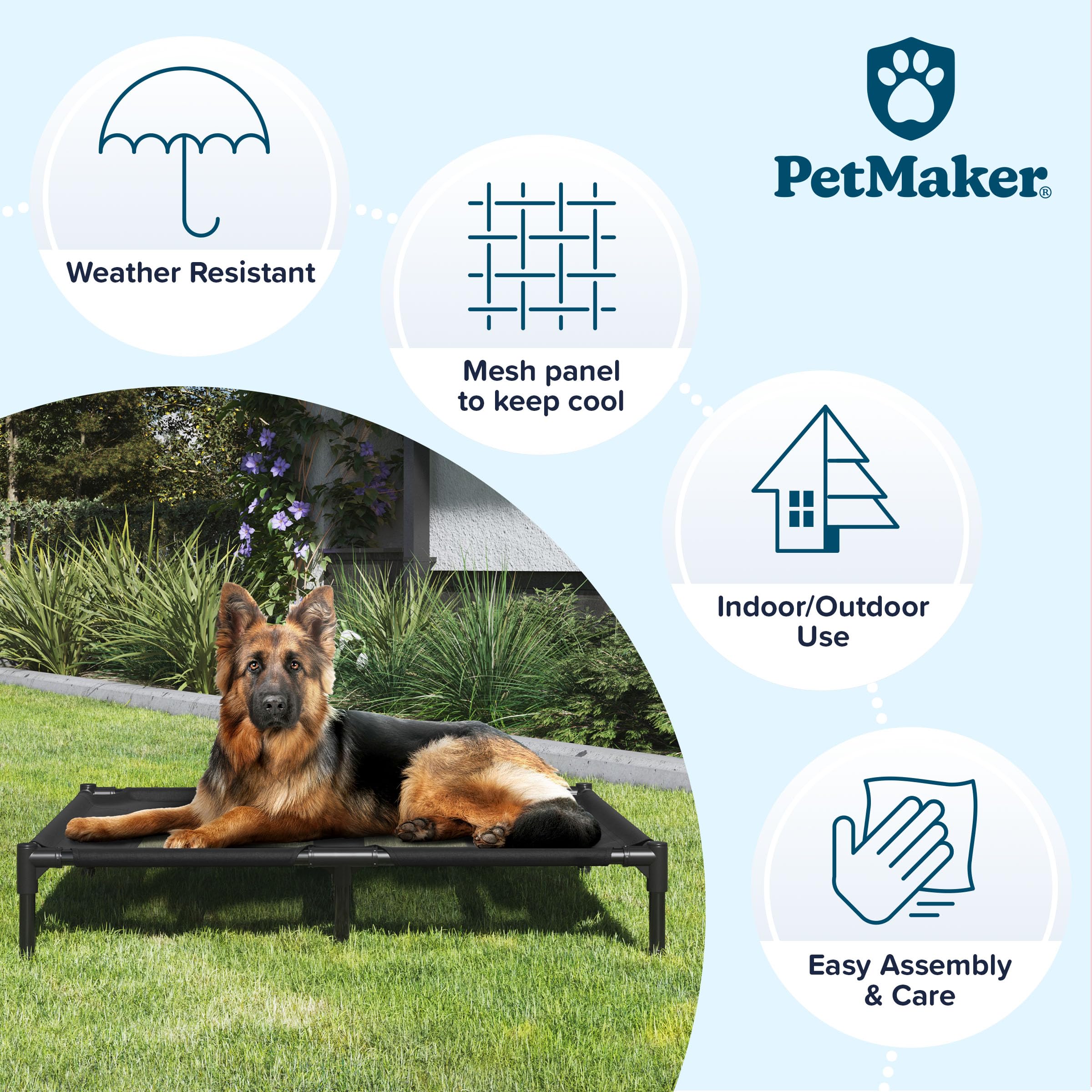 Petmaker Elevated Dog Bed - 36X30-Inch Portable Pet Bed With Non-Slip Feet - Indoor/Outdoor Dog Cot Or Puppy Mattress For Pets U