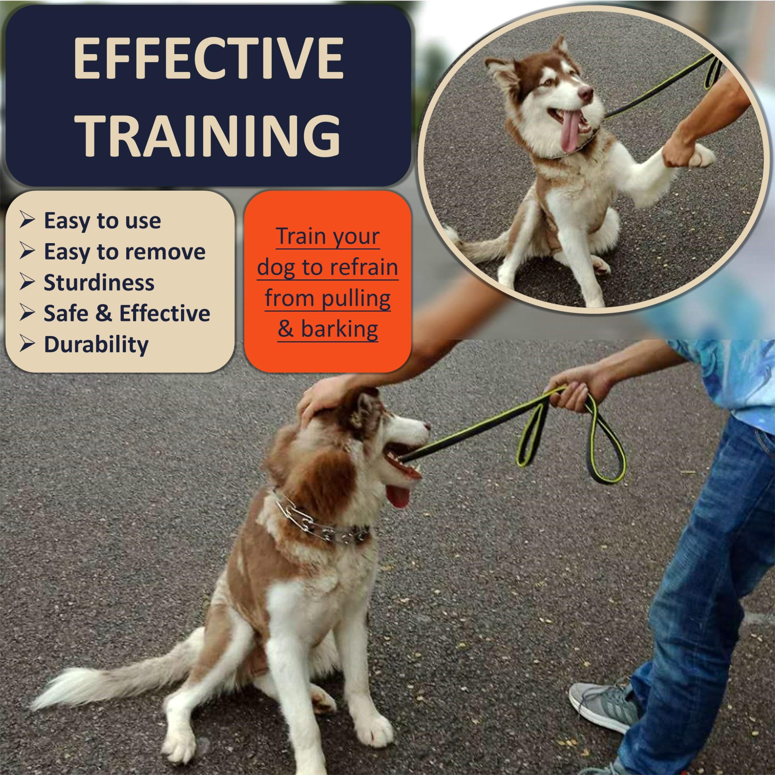 Deyace Prong Collar For Dogs, Adjustable Quick-Release Metal Buckle Pinch Collar For Dogs, Stainless Steel Choker Collar (M/Neck