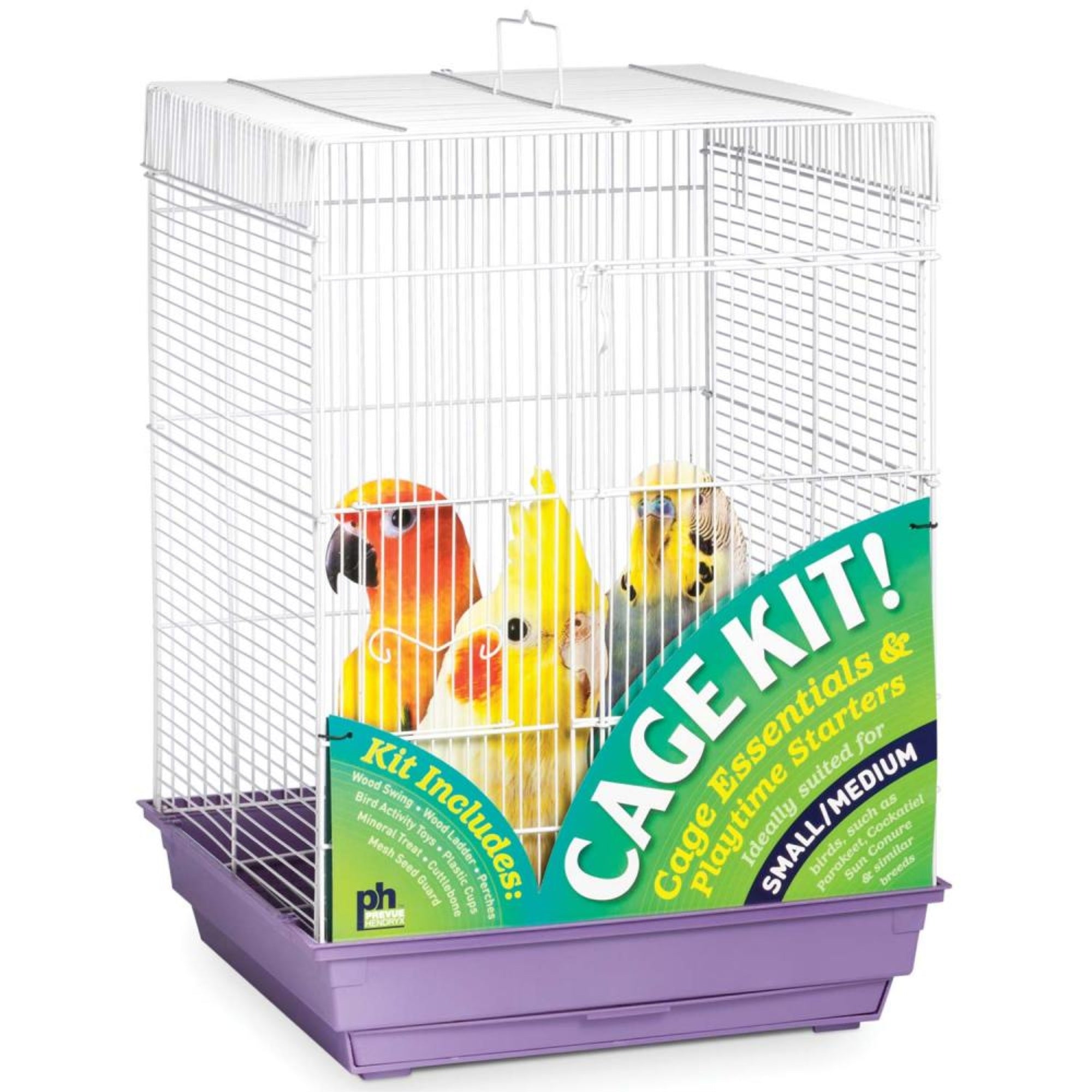 Prevue Hendryx 91210 Square Roof Bird Cage Kit, White And Purple, 5/8'