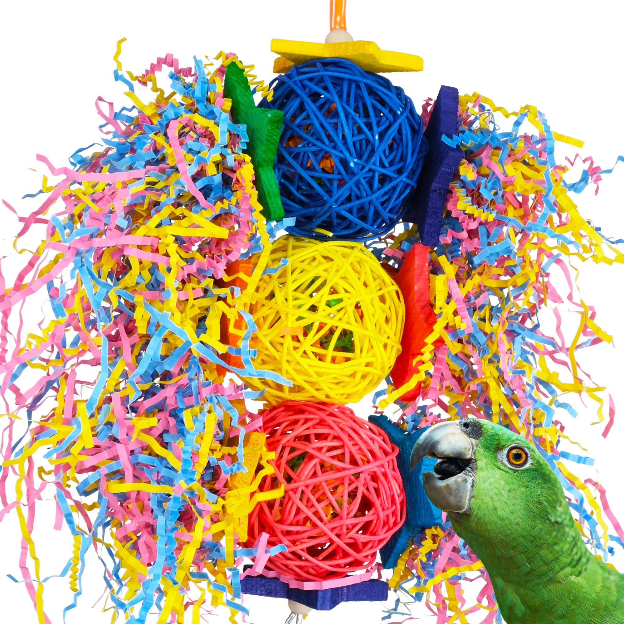 Bonka Bird Toys 1854 Tri Foraging Star 13' X 8', Parrot Preening Plucking Cage Toy, Ringnecks, Conures, Quakers, Pionus, And Similar