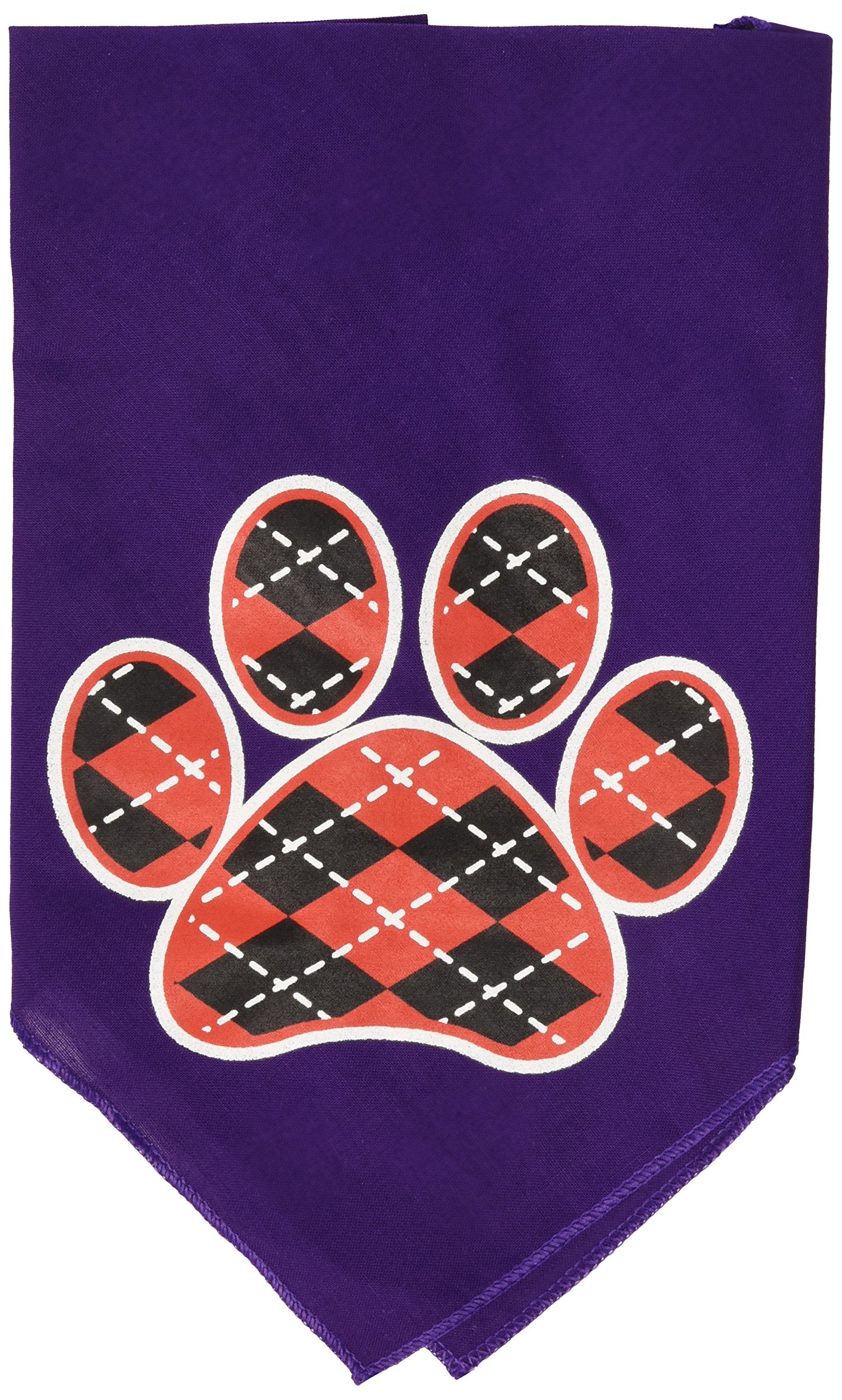 Mirage Pet Products Argyle Paw Red Screen Print Bandana for Pets, Small, Purple