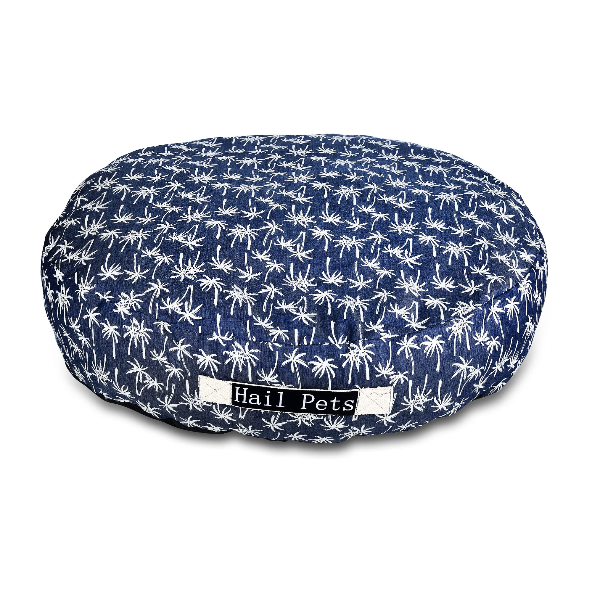Hail Pets Durable Printed Denim Round Pet Bed Light Weight & Extra Comfortability Bed (Dogs Bed/Cats Bed) AntiSkid Bottom Slipp