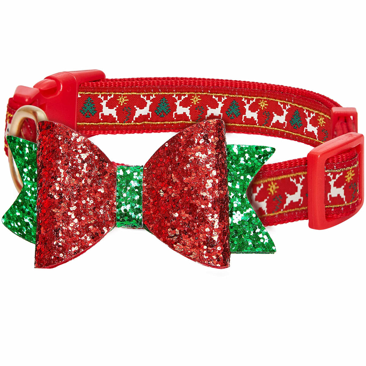 Blueberry Pet Christmas Reindeer Large Dog Collar With Bowtie, Adjustable Holiday Dog Collars For Large Dogs, High-Density Polye
