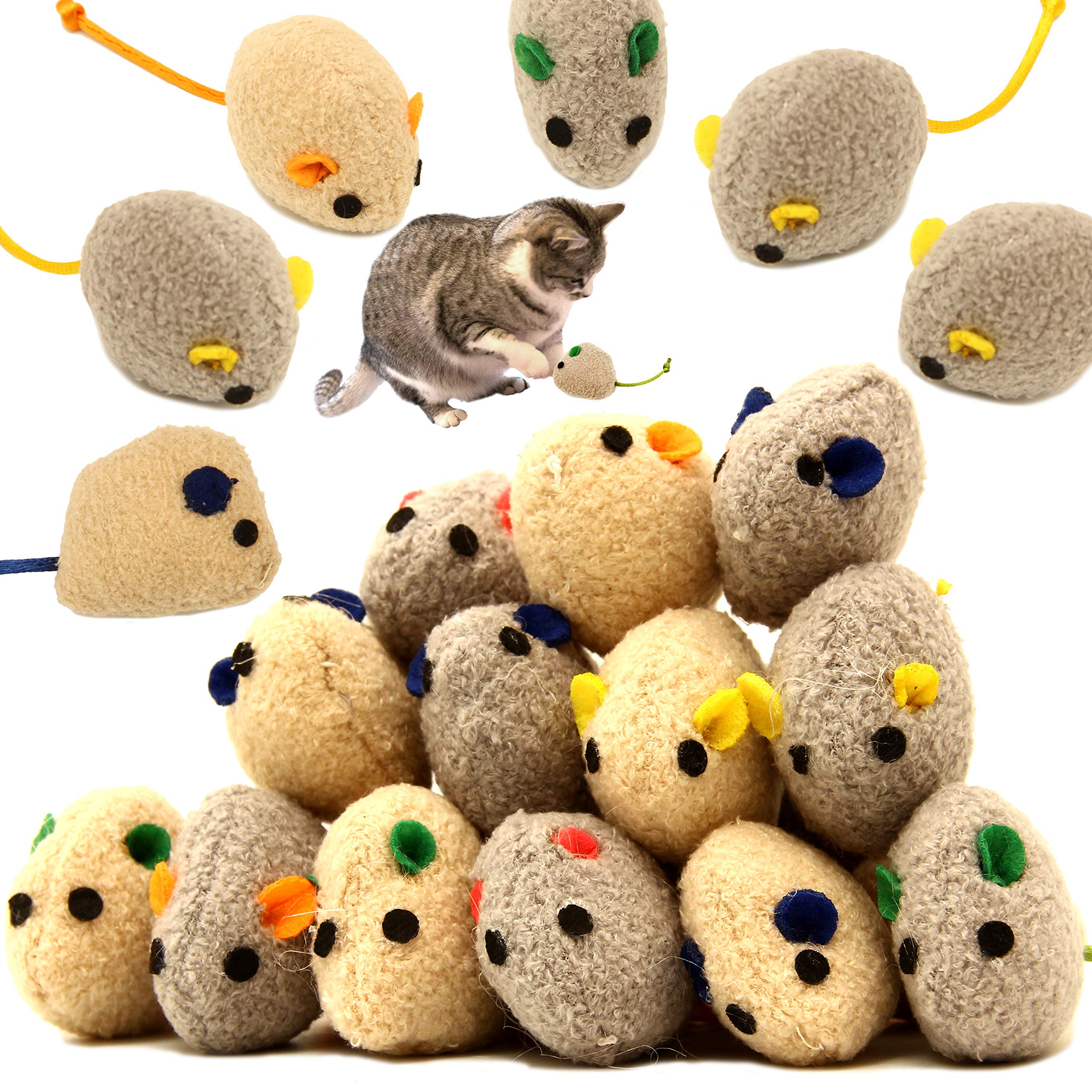 Youngever 20 Pcs Cat Toys, Catnip Mice, Cat Mouse Toys, Catnip Cat Toys, Interactive Play For Cat, Puppy, Kitty, Kitten (Grey)