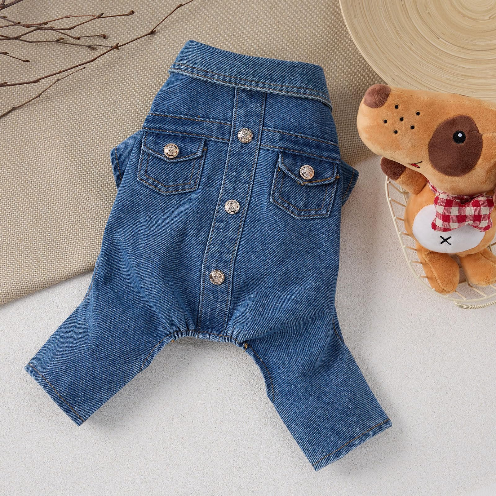 Fashion Denim Dog Overalls Onesie, Suitable For Small To Medium-Sized Dogs To Wear All Year Round, Machine Washable (Xx-Large)