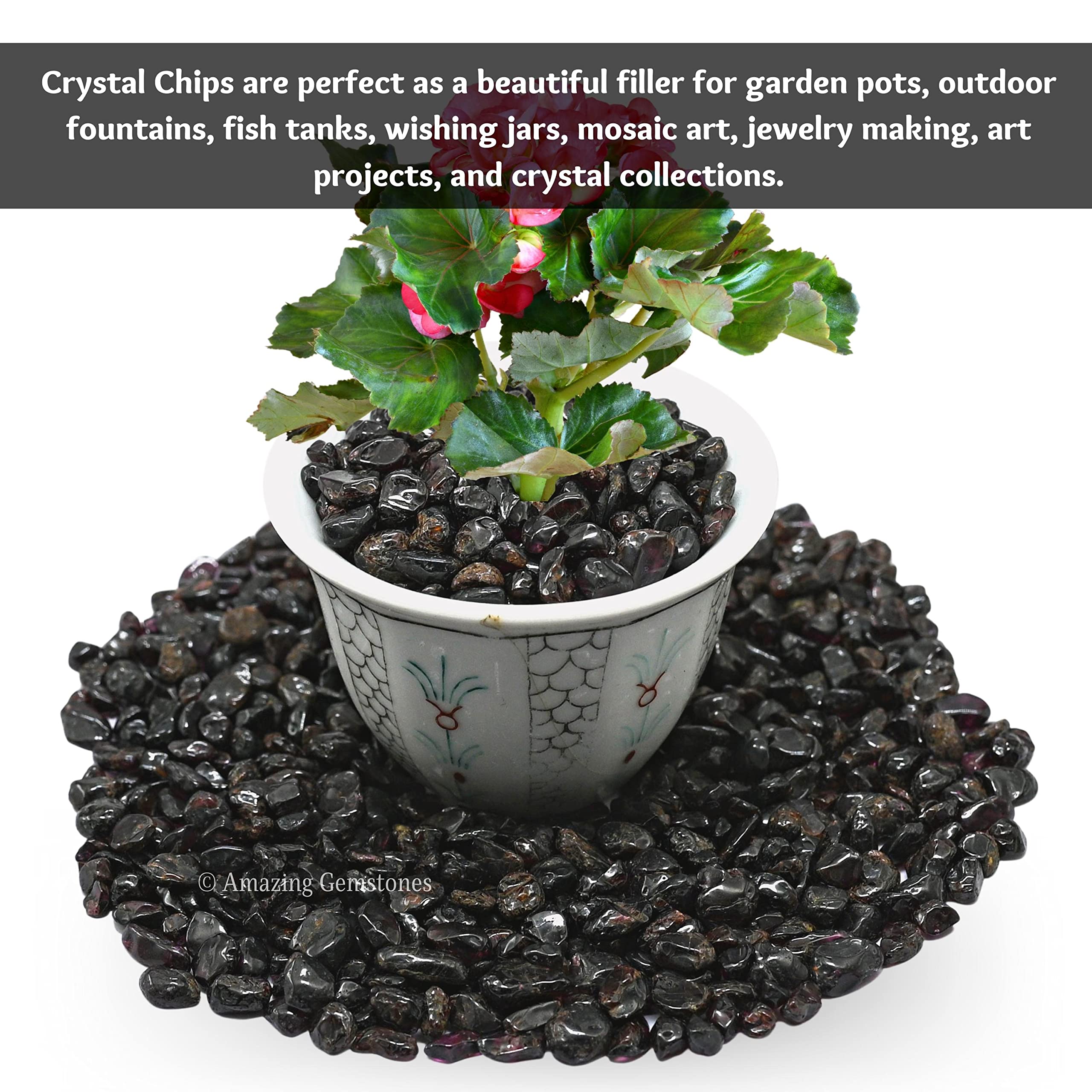 Garnet Crystal Chips Aquarium Gravel Rocks - Natural AAA Grade Gemstones, Small Tumbled Stones and Tiny Crystals for Decoration