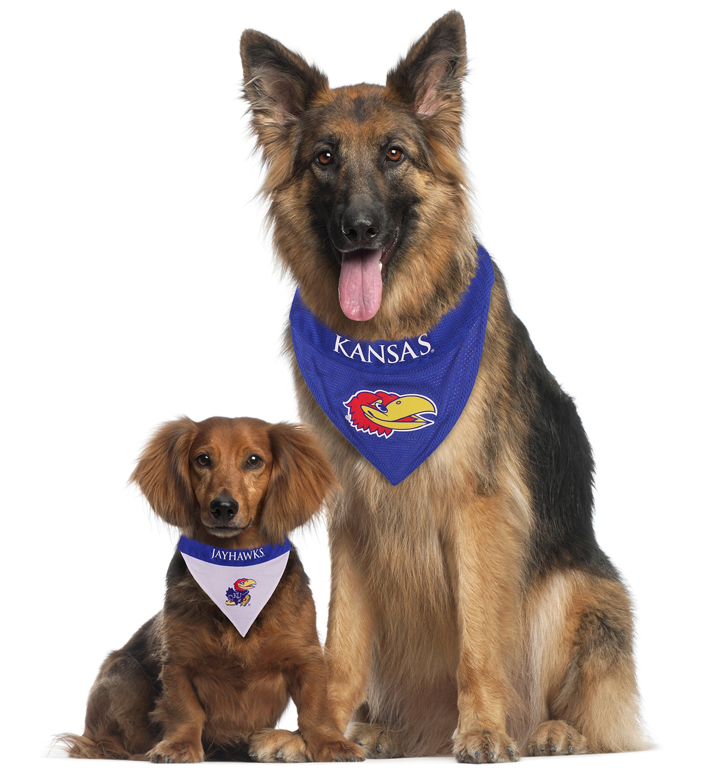 Pets First Collegiate Pet Accessories, Reversible Bandana, Kansas Jayhawks, Large/X-Large