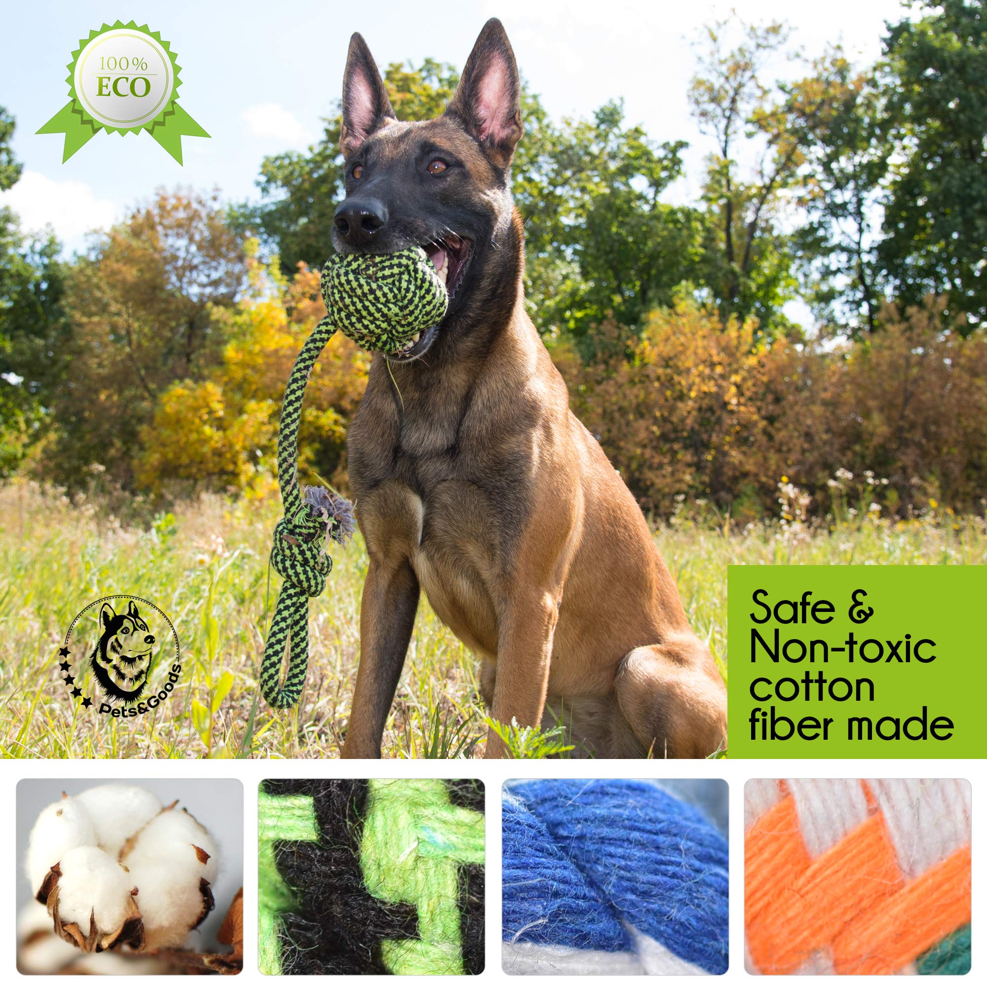 XL Dog Rope Toys for Aggressive Chewers - 4 Nearly Indestructible Chewing Ropes - Durable Heavy Duty Dog Toys - Large Dog Toys -