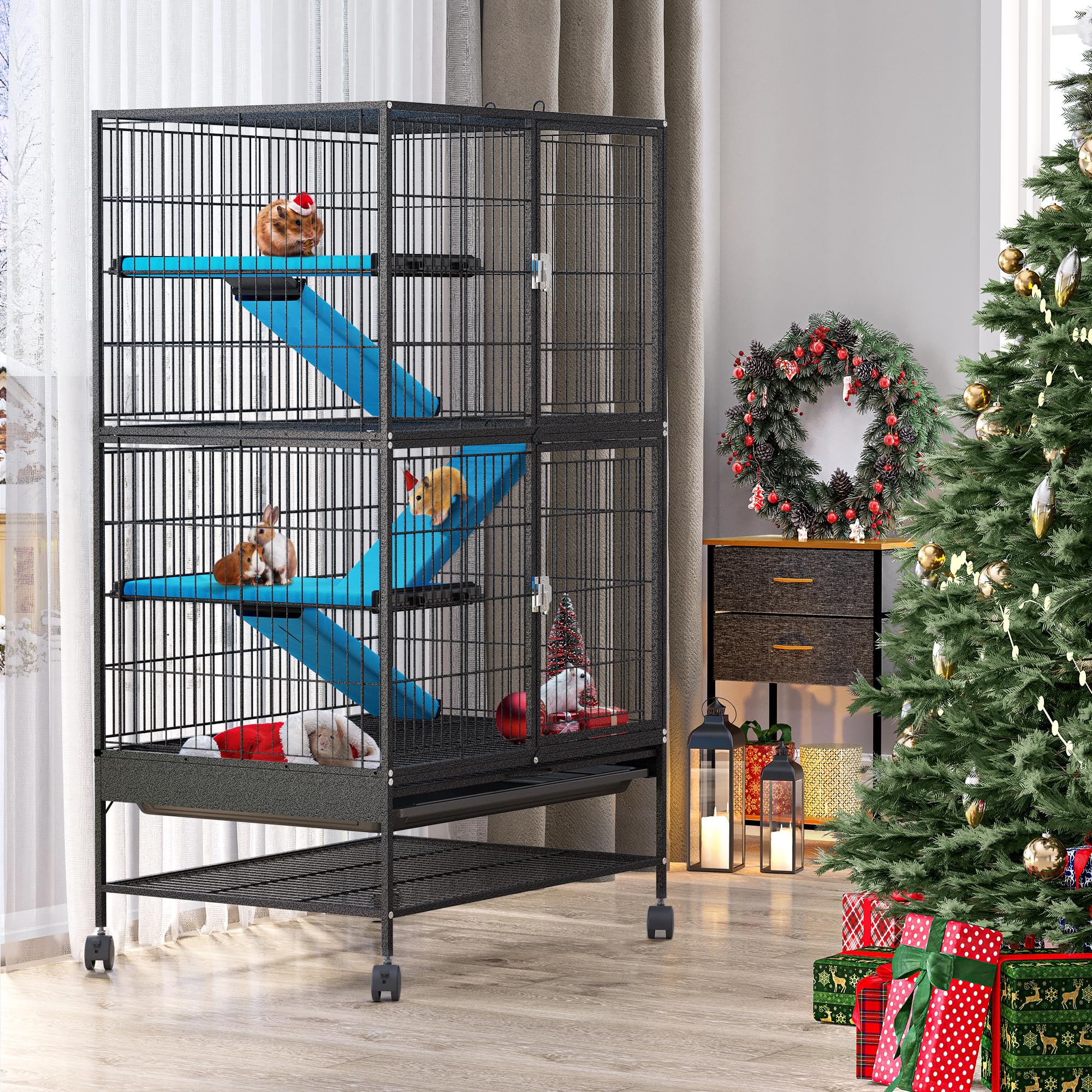 Yitahome Small Animal Pet Cage: 4-Tiers Metal Guinea Pig Cage For Adult Rats Ferret Chinchilla Large Hamster Indoor Critter Nati