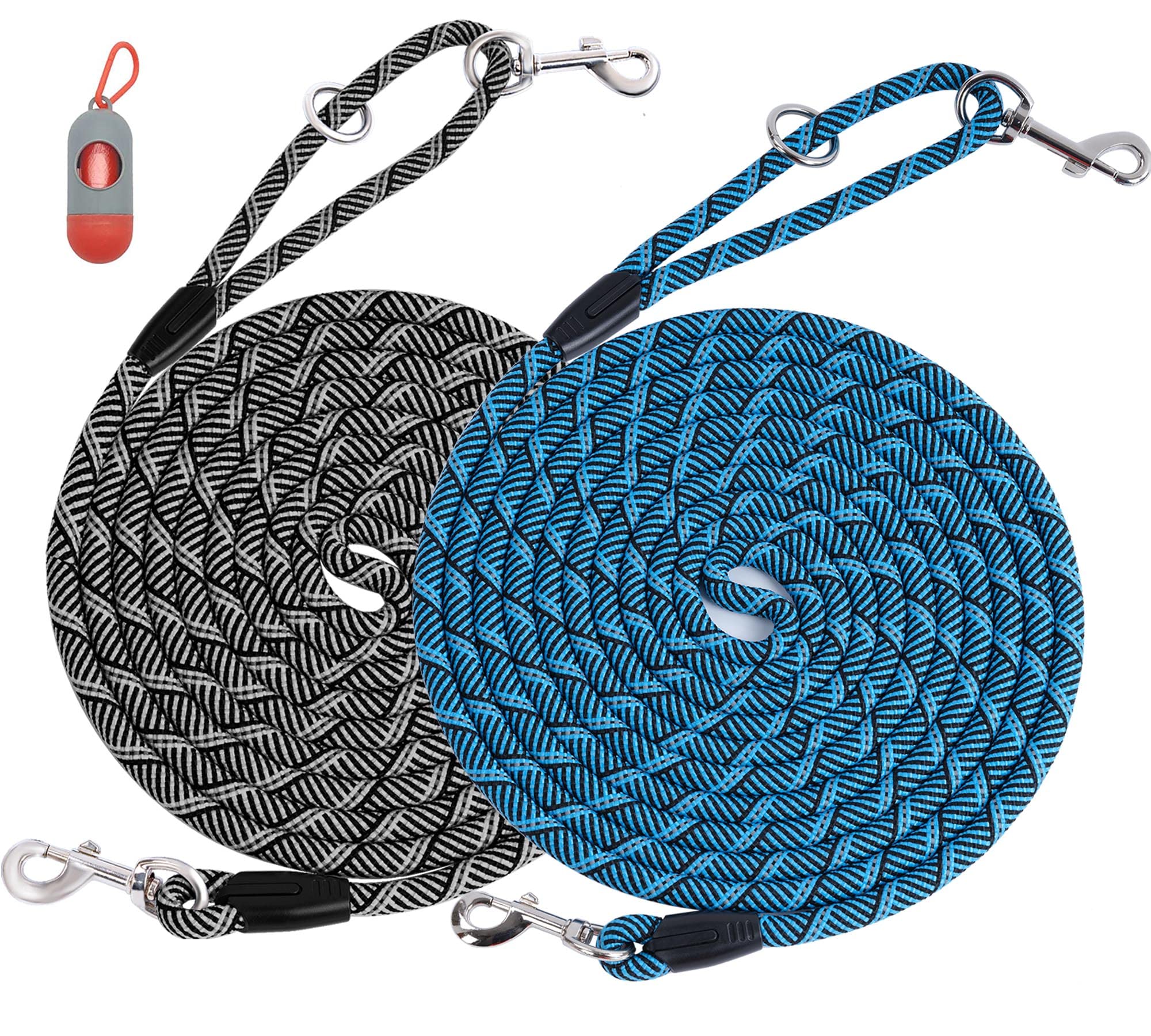 (2 Pack) Long Dog Leash For Dog Training 15Ft/30Ft/50Ft, Dog Rope Check Cord With Reflective Thread For Large Medium Small Dogs, Dog Tie-Out Cable Lead For Hunting, Camping Or Backyard