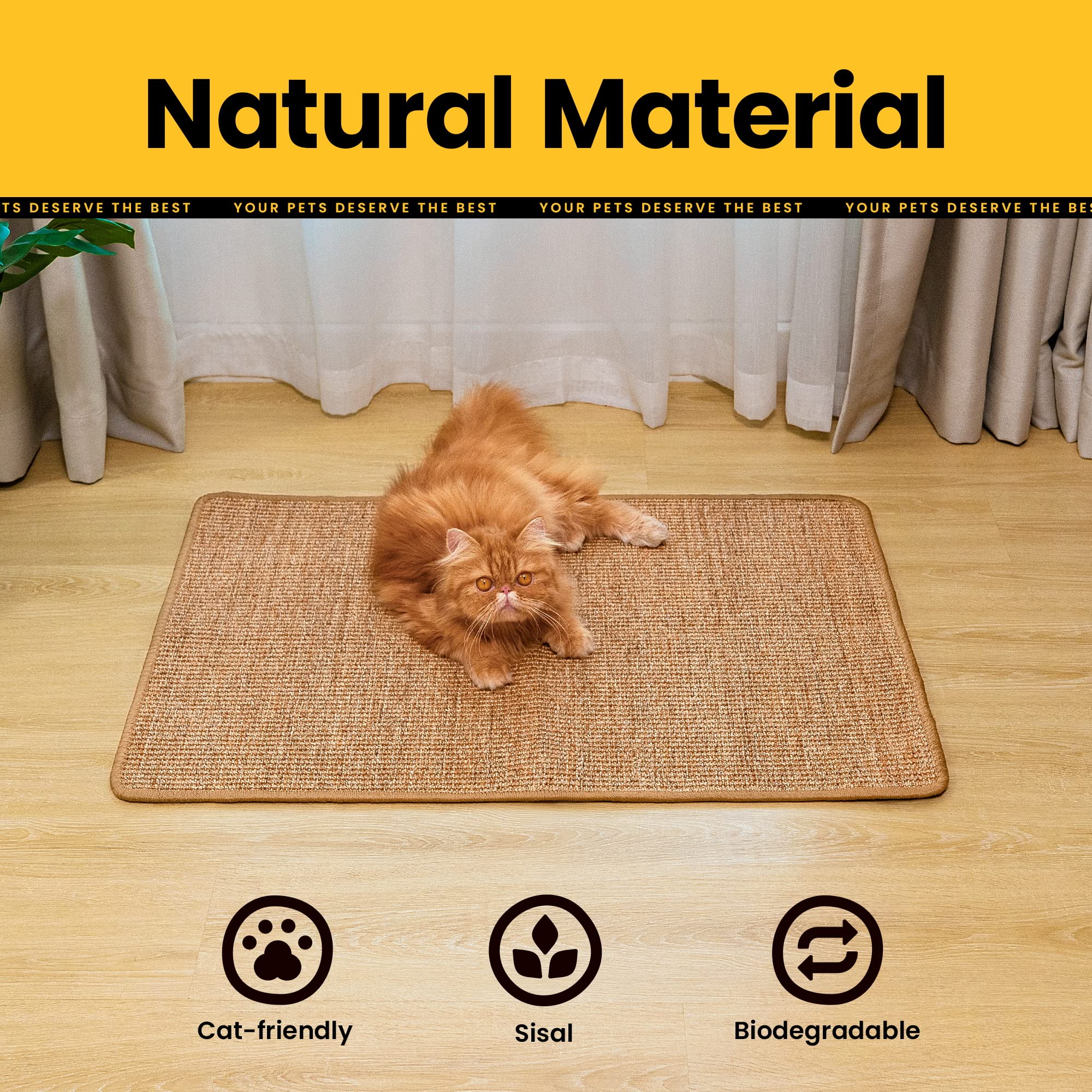 Conlun Cat Scratcher Mat,Sisal Cat Scratch Pad Rug,Wall Scratchers For Indoor Kitten Scratching&Stretching,Furniture Protector F