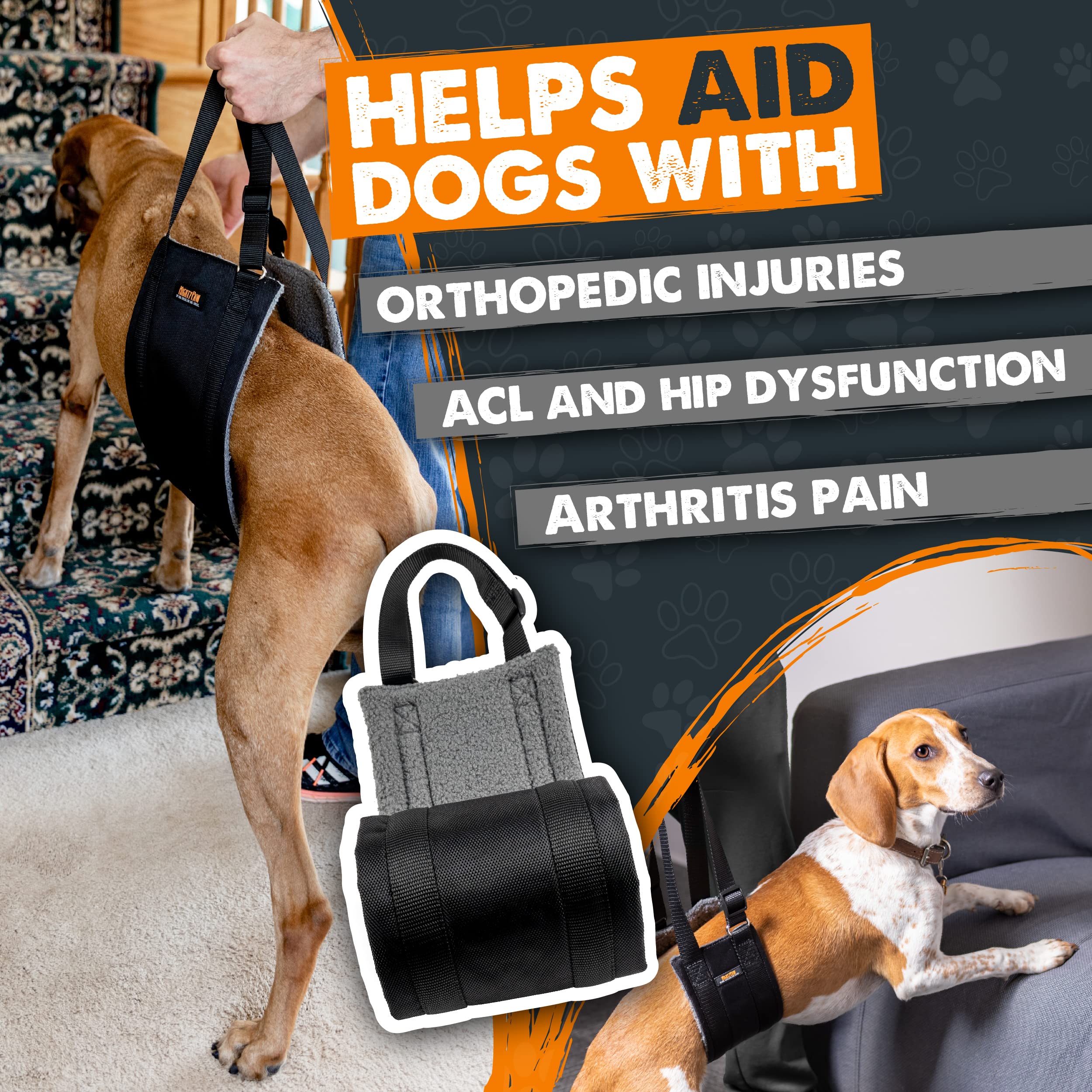 Mighty Paw Dog Lift Harness | Sling for Large Dogs, Small Size, Fleece Material, Supports Hind Leg Lift - Ideal for Elderly Dogs
