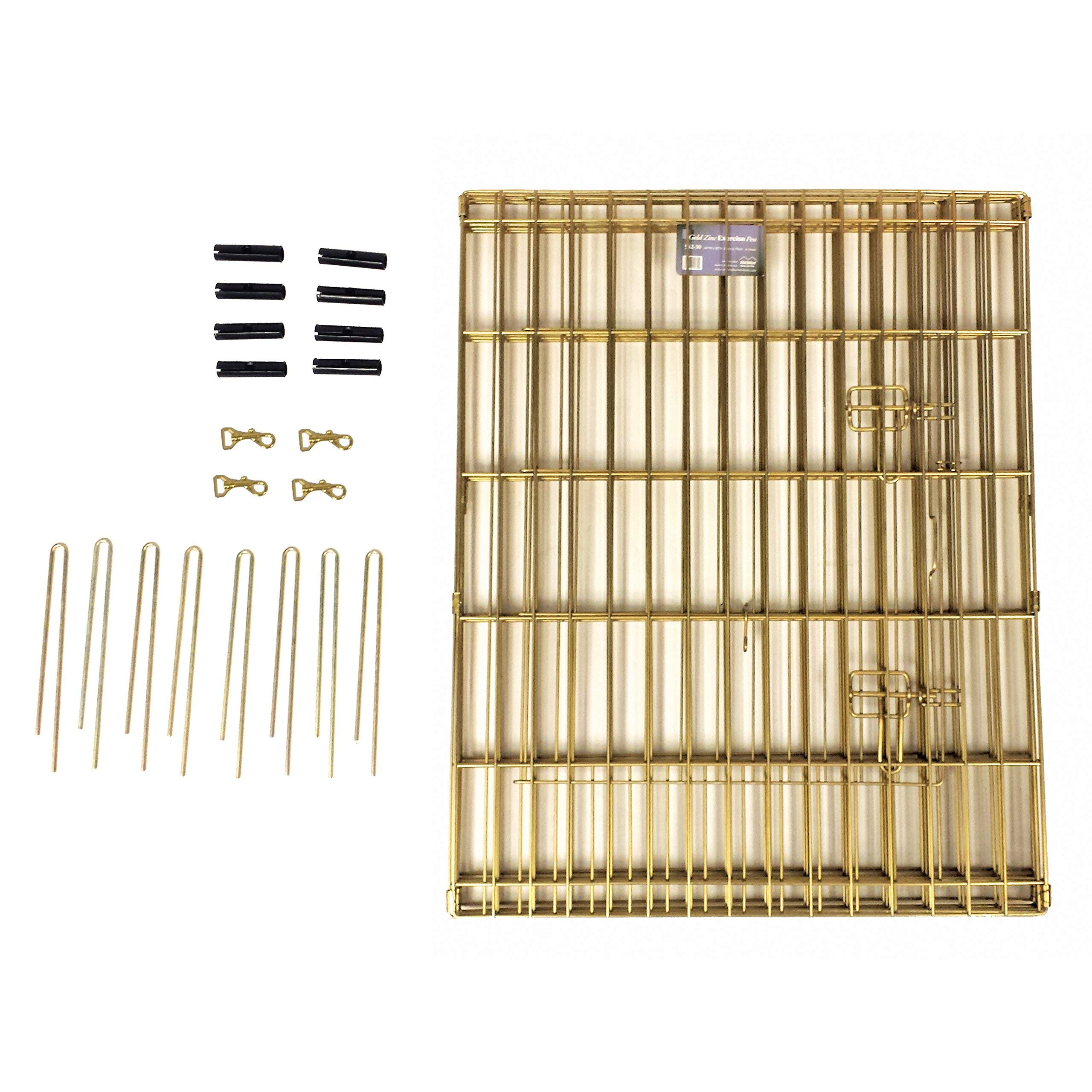MidWest Homes for Pets Foldable Metal Dog Exercise Pen, 30"H x 24"W, Gold Zinc with Door, 1-Year Warranty, Model B00063KG0K