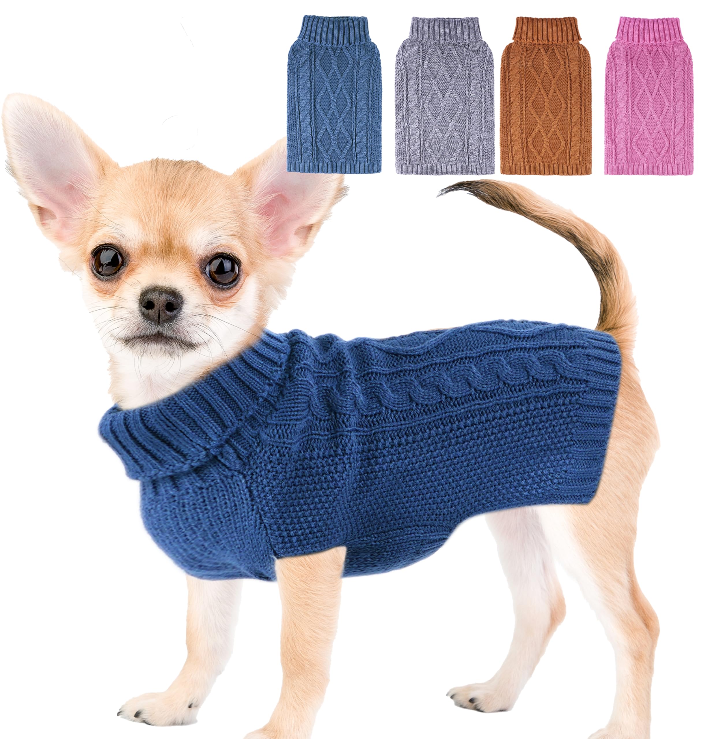Dog Sweaters for Small Dogs XS Dog Sweater Winter Dog Clothes Boy Chihuahua Yorkie Sweater Warm Pet Clothes Knitted Solid Puppy 