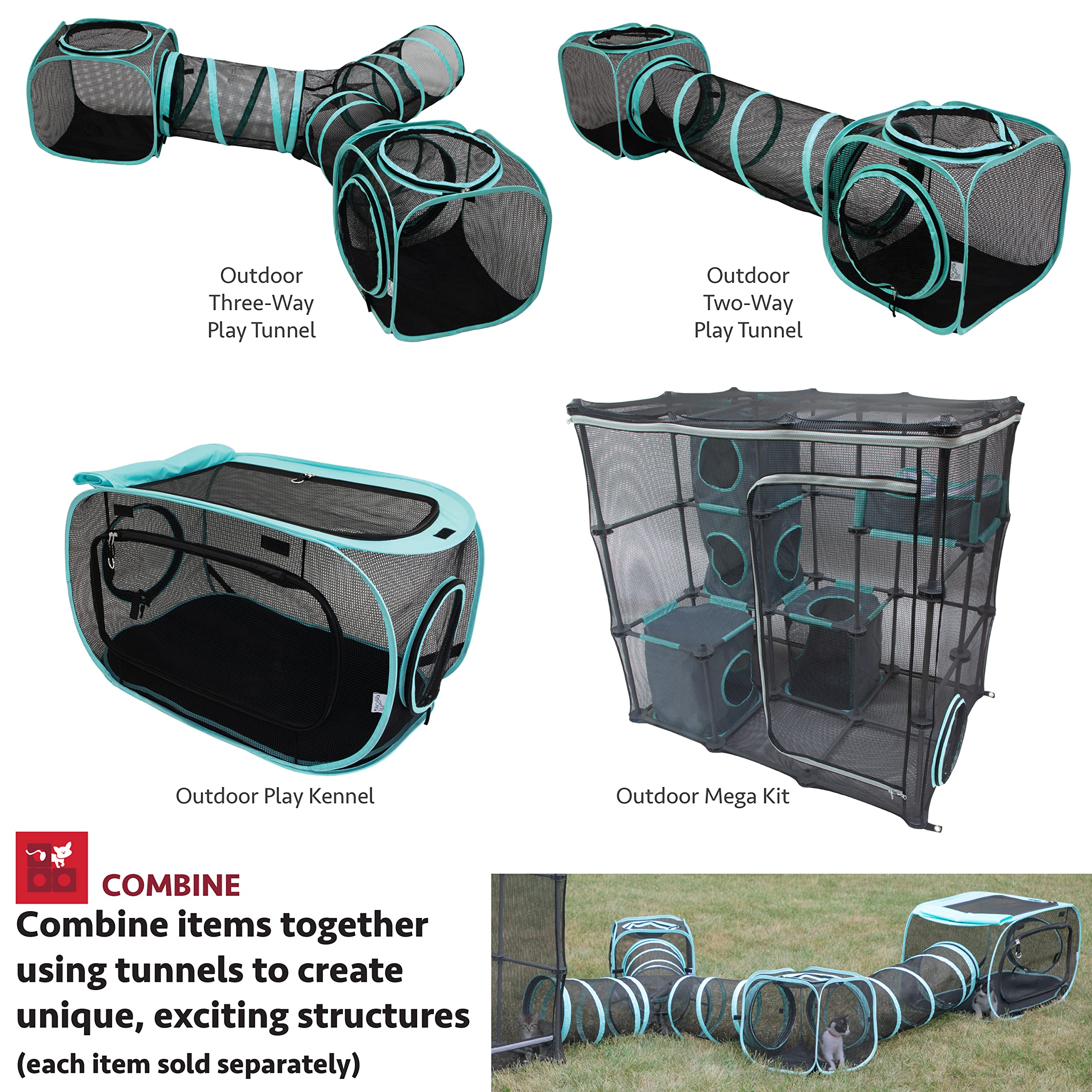 Kitty City Outdoor Catio Furniture And Play Kits For Cats, Three Way Tunnel