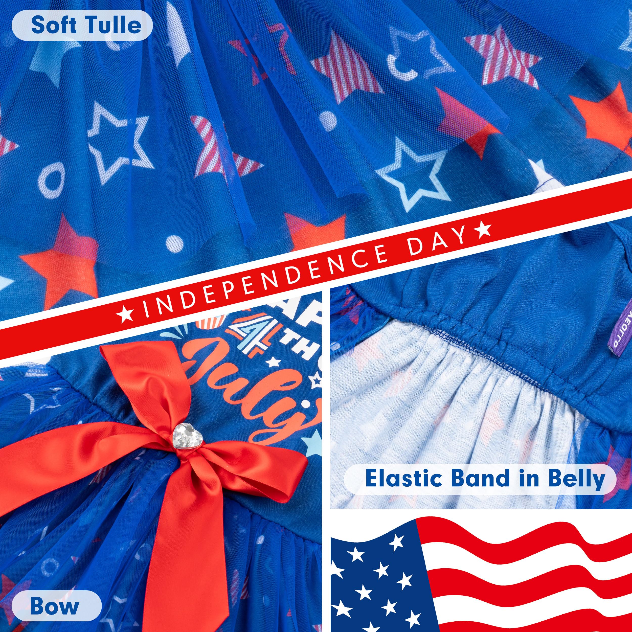 Cyeollo 4Th Of July Dog Dress Independence Day Dog Clothes Tulle Skirts For Small Dogs Holiday Pet Outfits With Bowtie Patriotic