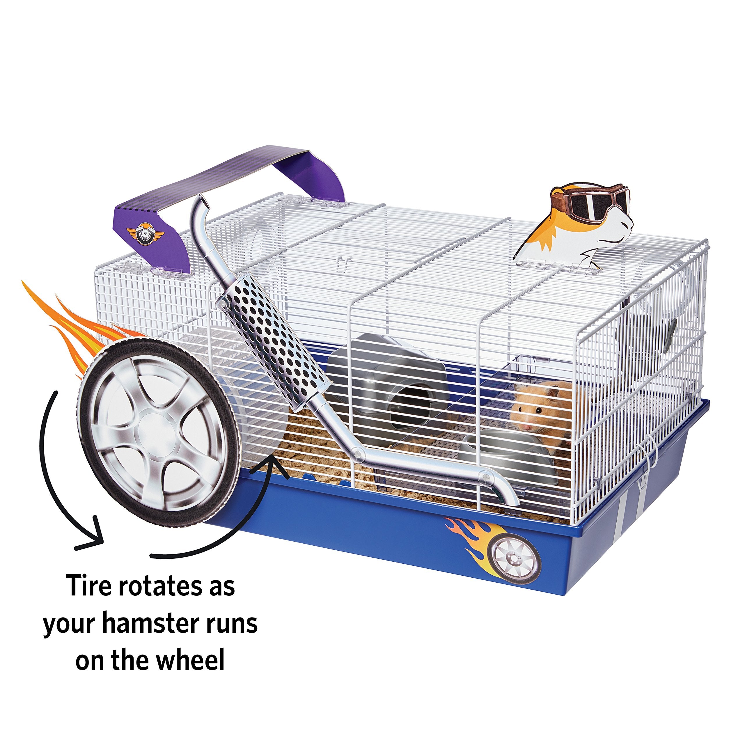 MidWest Homes for Pets Hamster Cage | Exciting Hot Rod Theme | Accessories & Decals Included