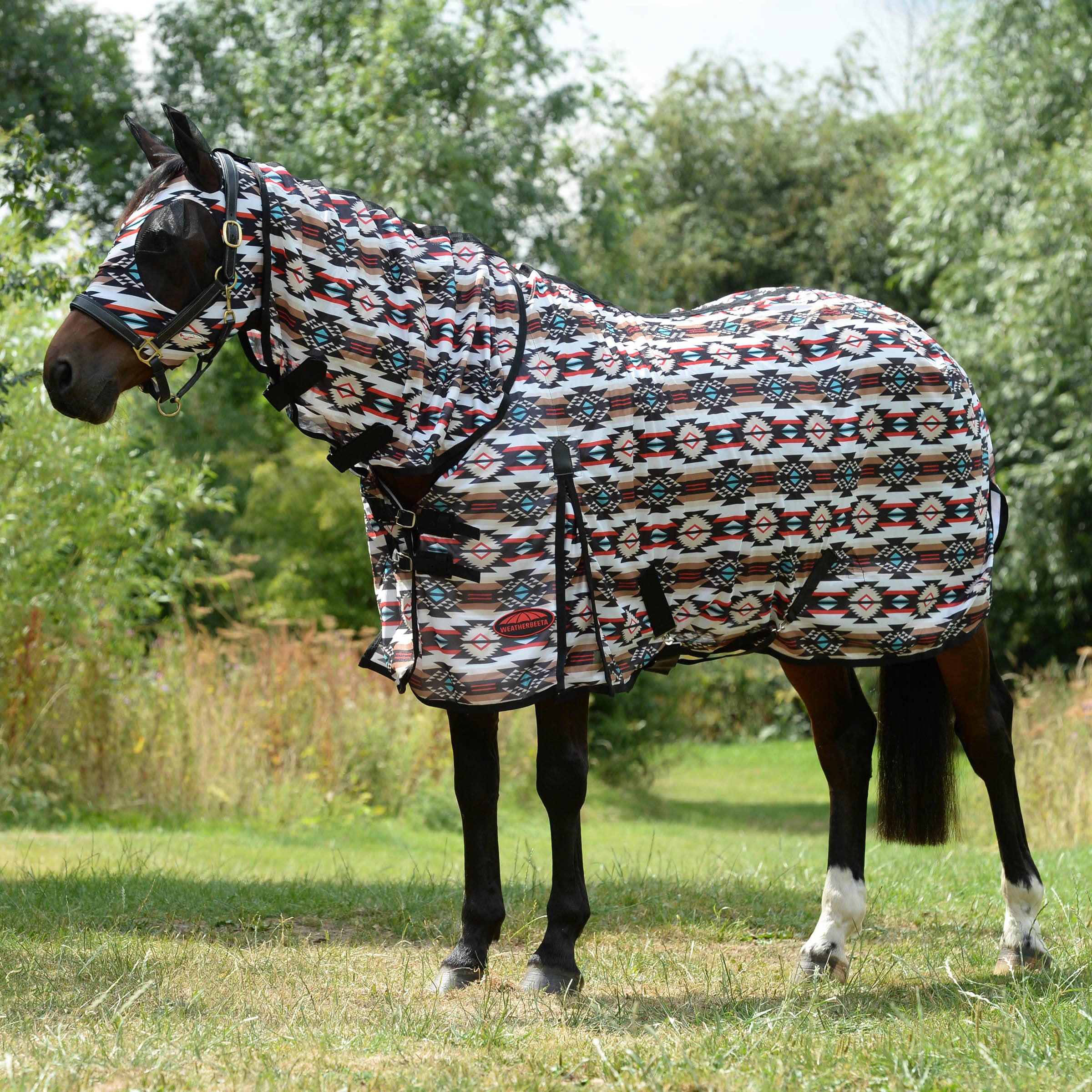 Weatherbeeta Comfitec Essential Mesh Ii Combo Neck, Diamond Navajo Print/Black, 57''