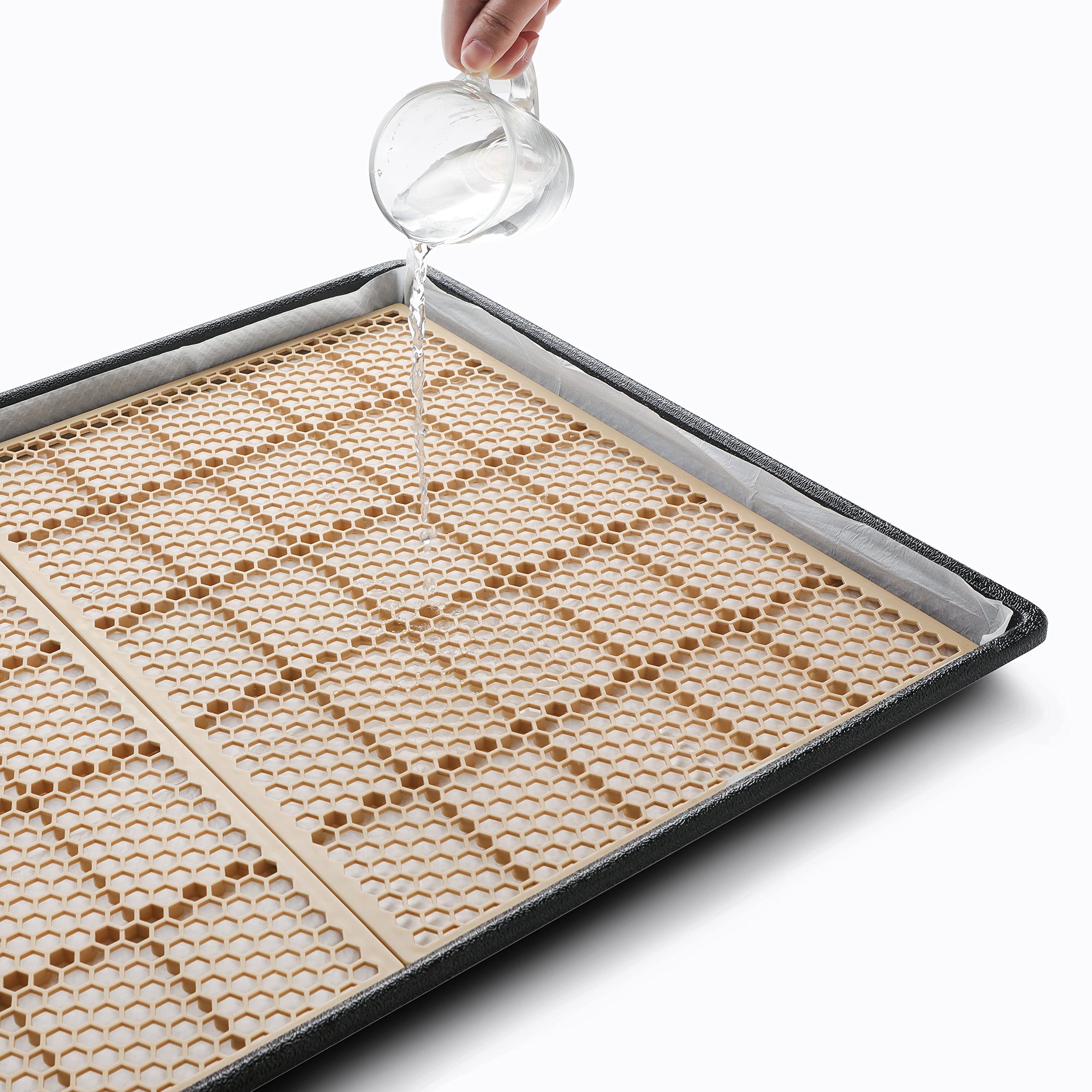 Meexpaws Dog Grass Pee Pads For Dogs With Tray, Large Size 34 By 23 In, 2 Dog Artificial Grass Pads, Indoor Dog Litter Box