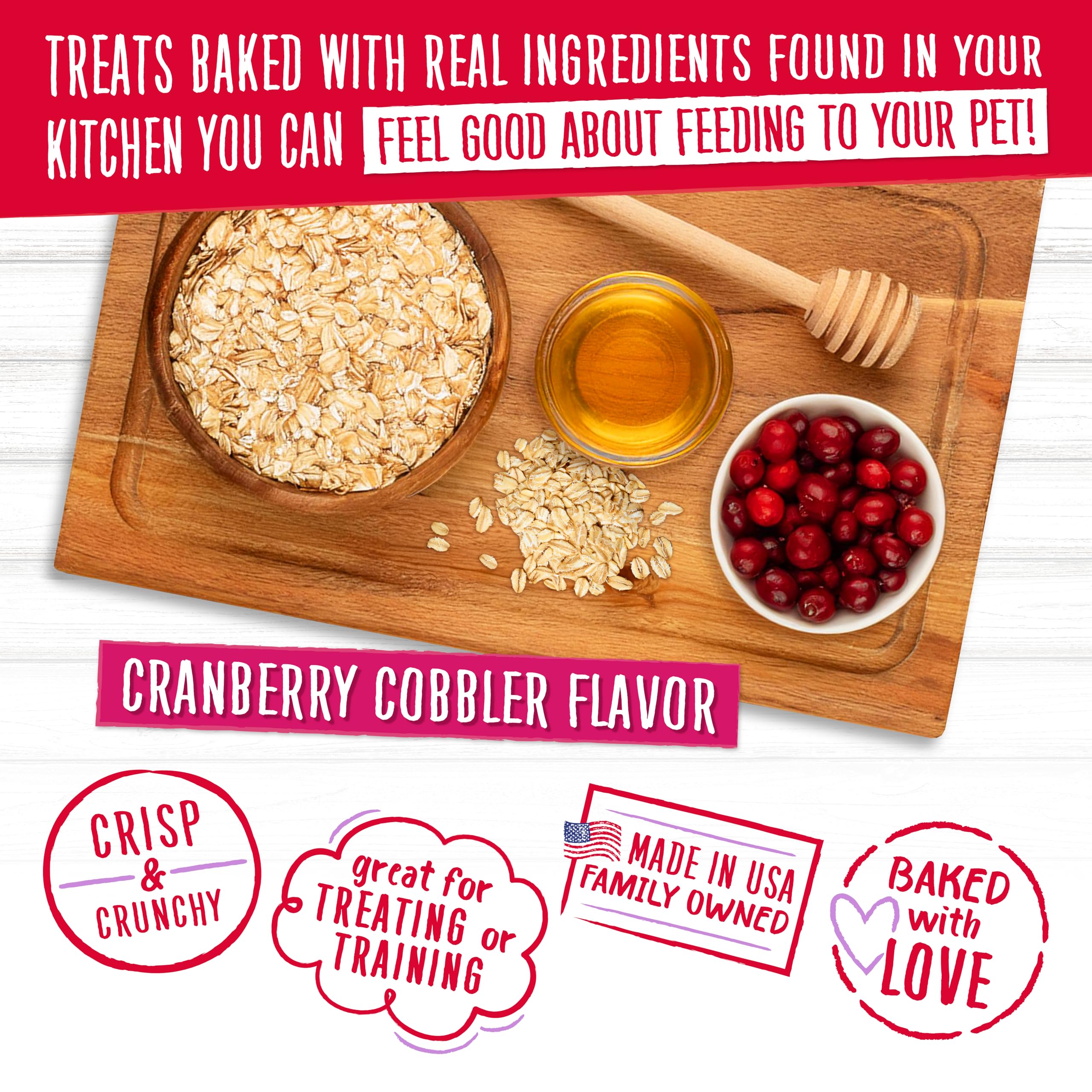 Charlee Bear Bearnola Bites Dog Treats, Cranberry Cobbler Flavor, 8oz