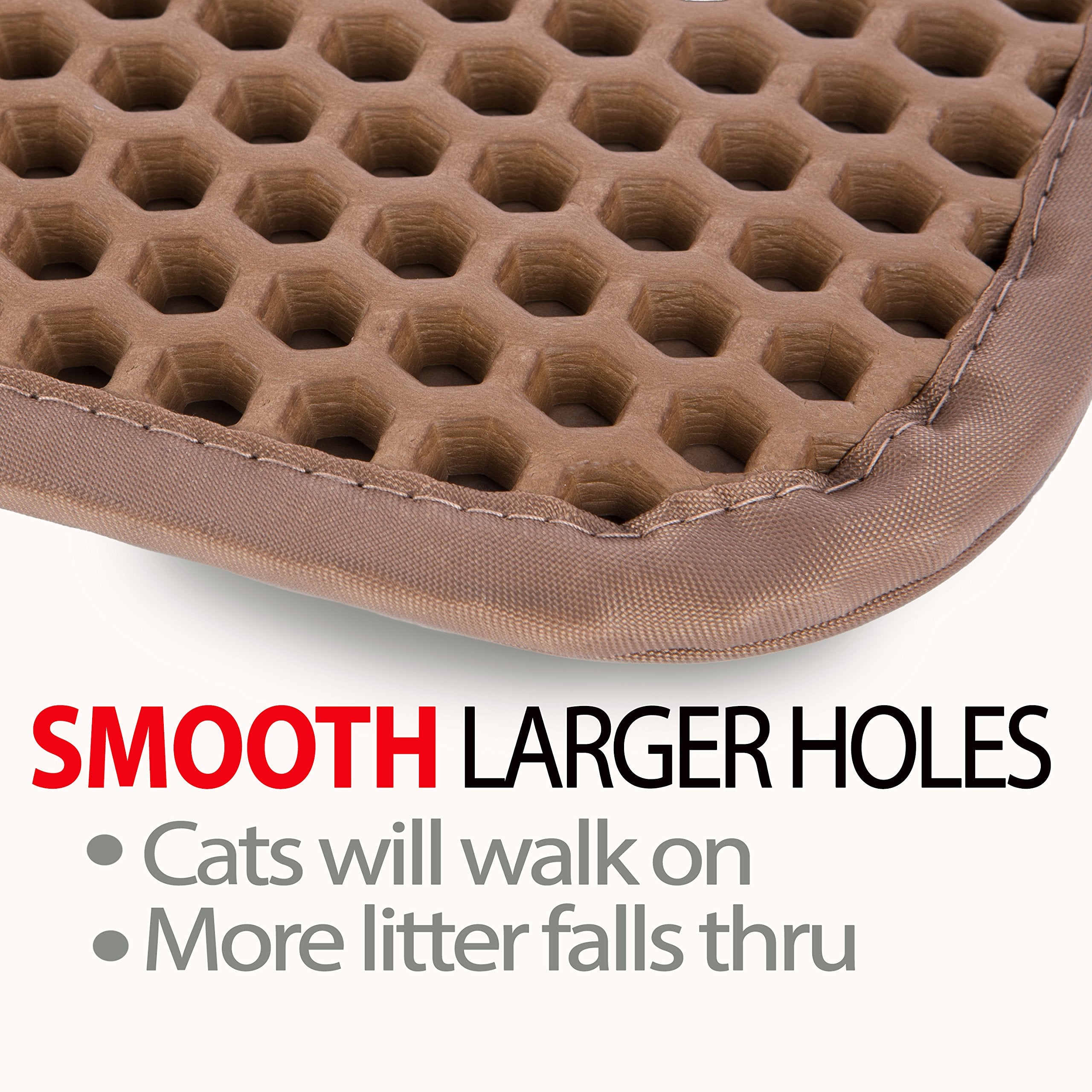 iPrimio Large Cat Litter Trapper Mat w/ Urine/Waterproof Layer - Larger Holes w/ Urine Puppy Pad Option - Cat Litter Mat, Light