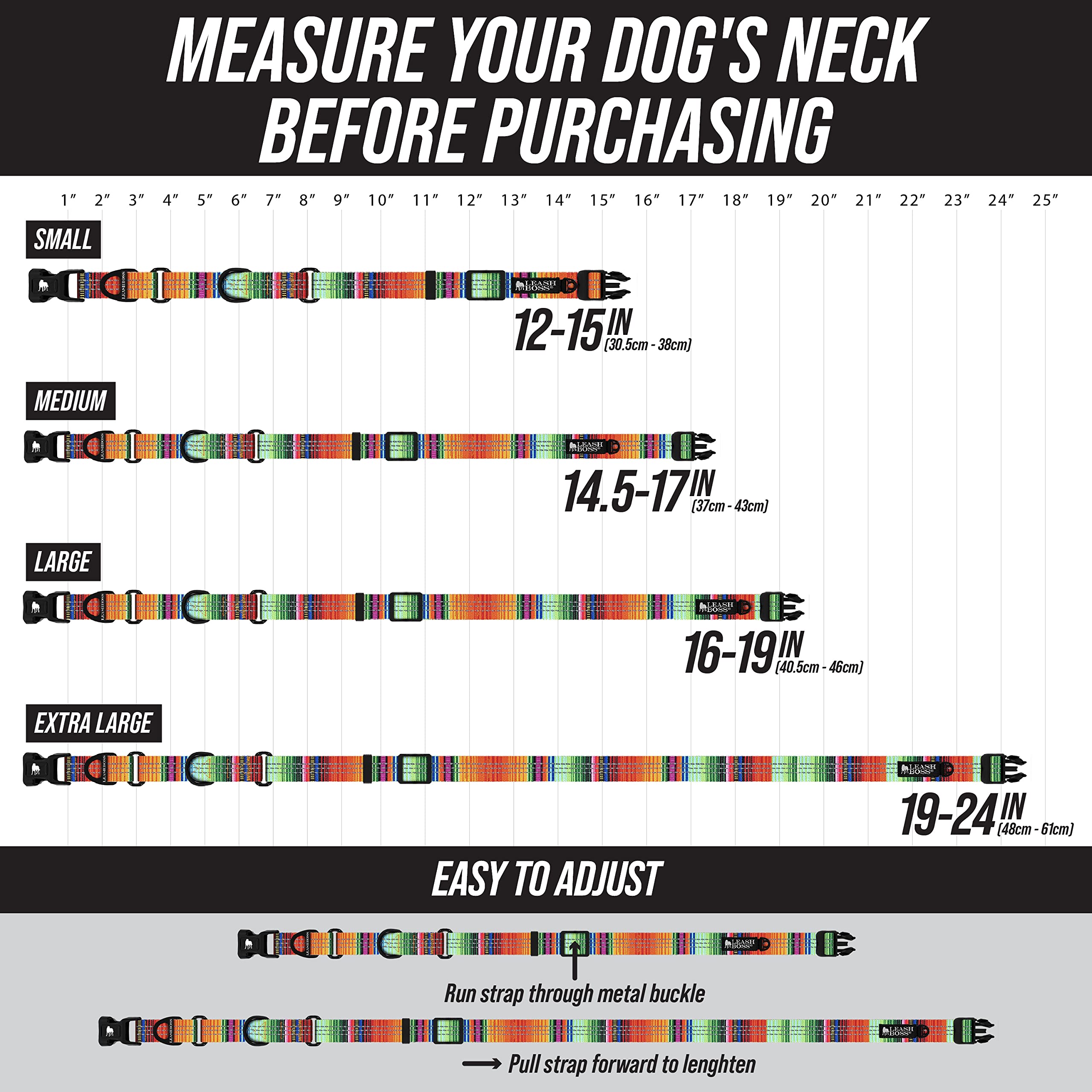Leash Boss Martingale Collar For Dogs | Reflective Nylon Dog Collar For Large Dogs, Medium And Small Dogs | No Pull Pet Training Collar | Quick Release Buckle, Adjustable Pet Collar