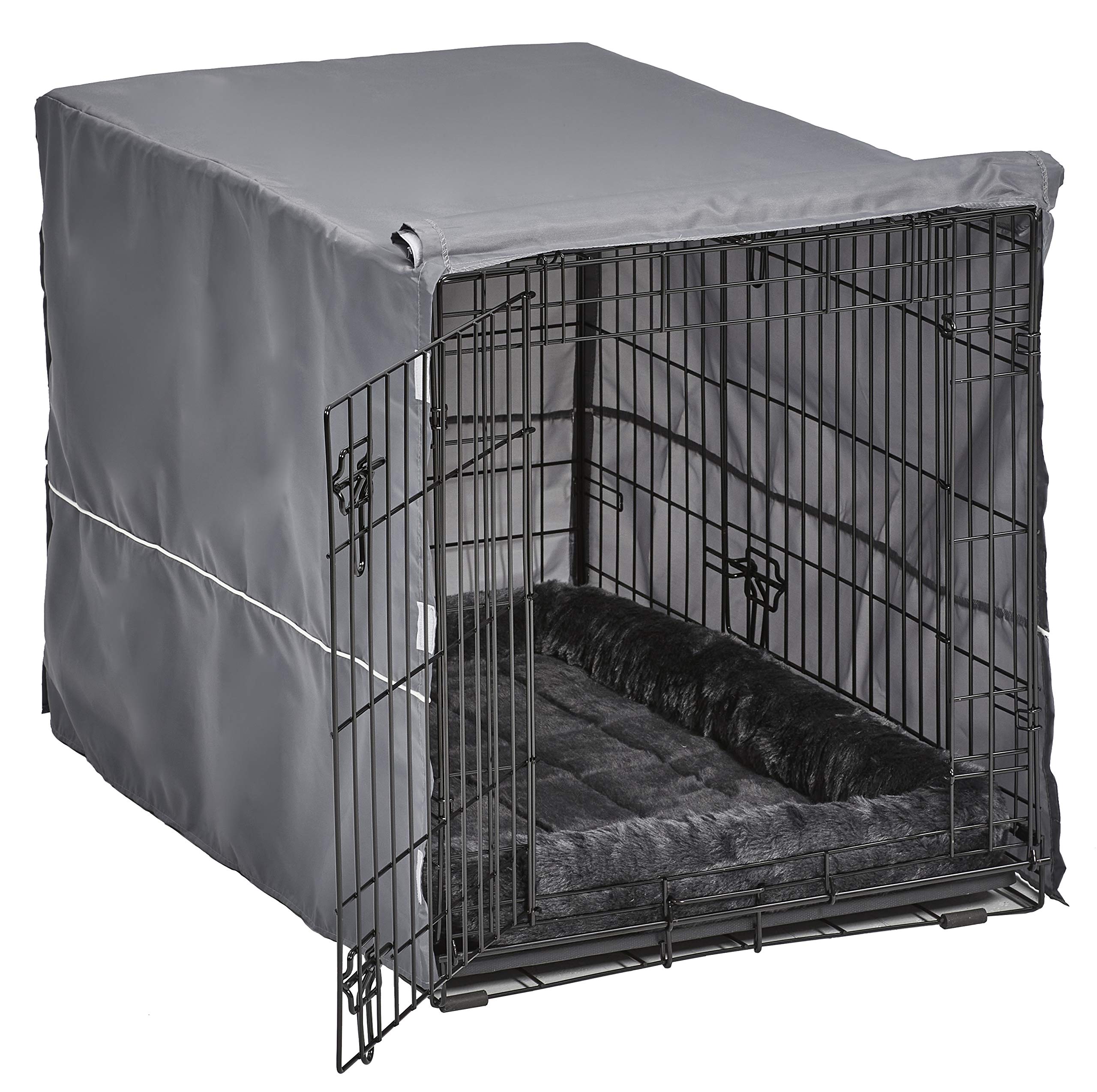 Midwest Homes For Pets New World Double Door Dog Crate Kit Includes One Two-Door Crate, Matching Gray Bed & Gray Crate Cover, 36