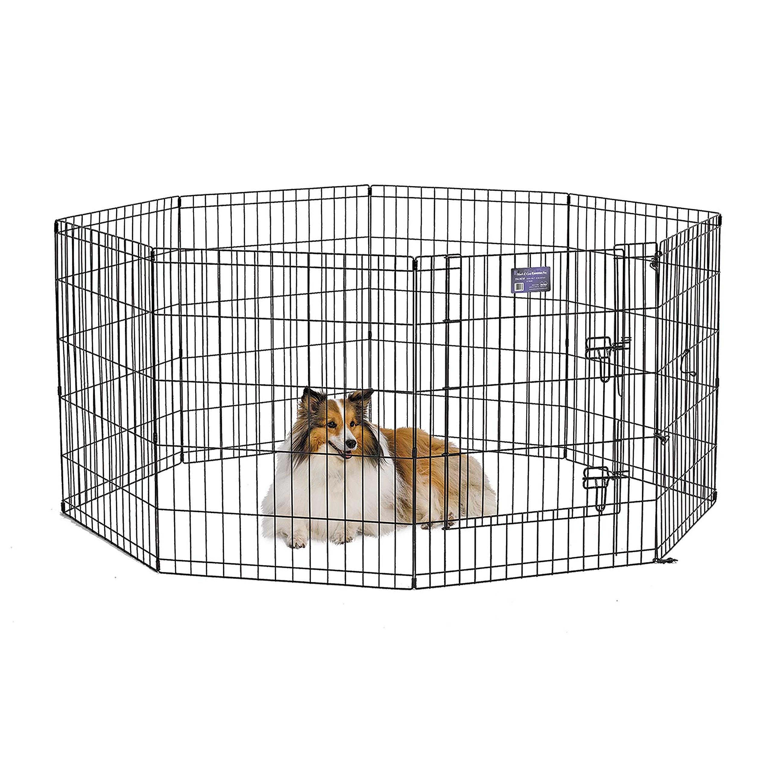 Midwest Homes For Pets Dog Exercise Pen & Playpen, 24'W X 30'W, With Door, Black