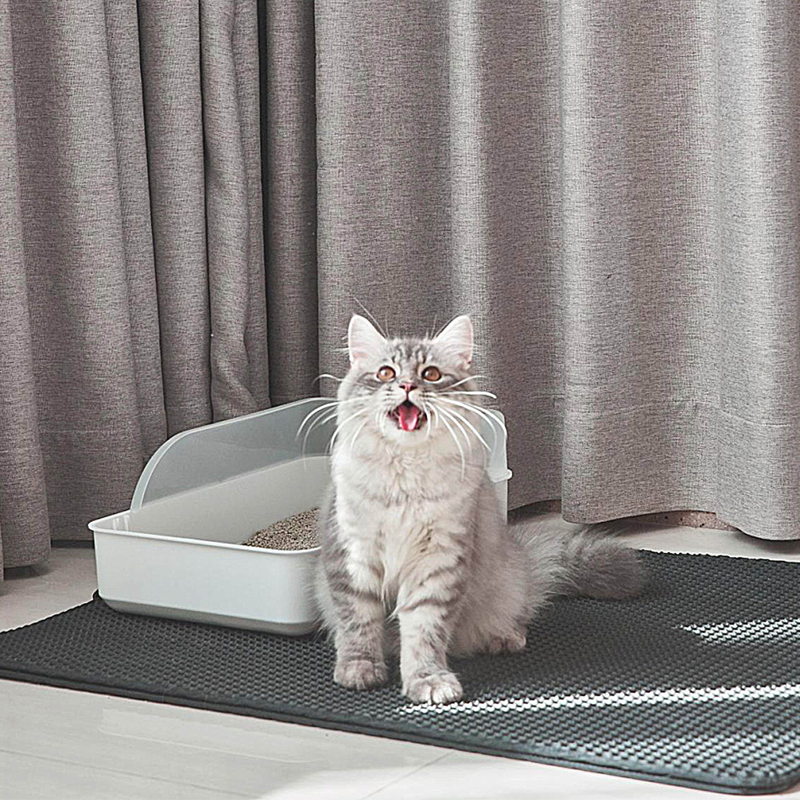Polarduck Cat Litter Mat, 32 X 25, Cat Litter Trapping Mat Extra Large, Honeycomb Double Layer Design, Urine and Water Proof Mat