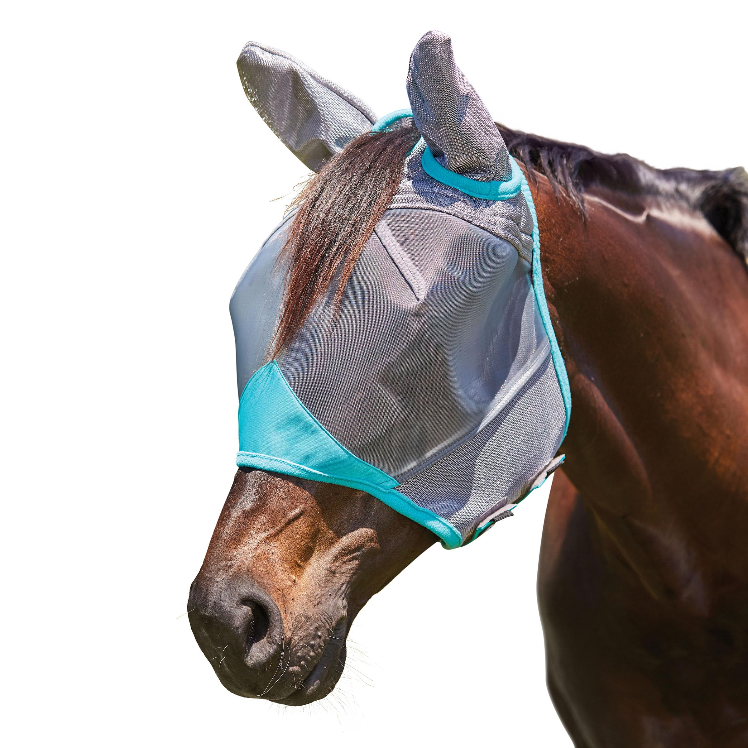 WeatherBeeta ComFiTec Deluxe Fine Mesh Mask with Ears, Grey/Turquoise, Cob