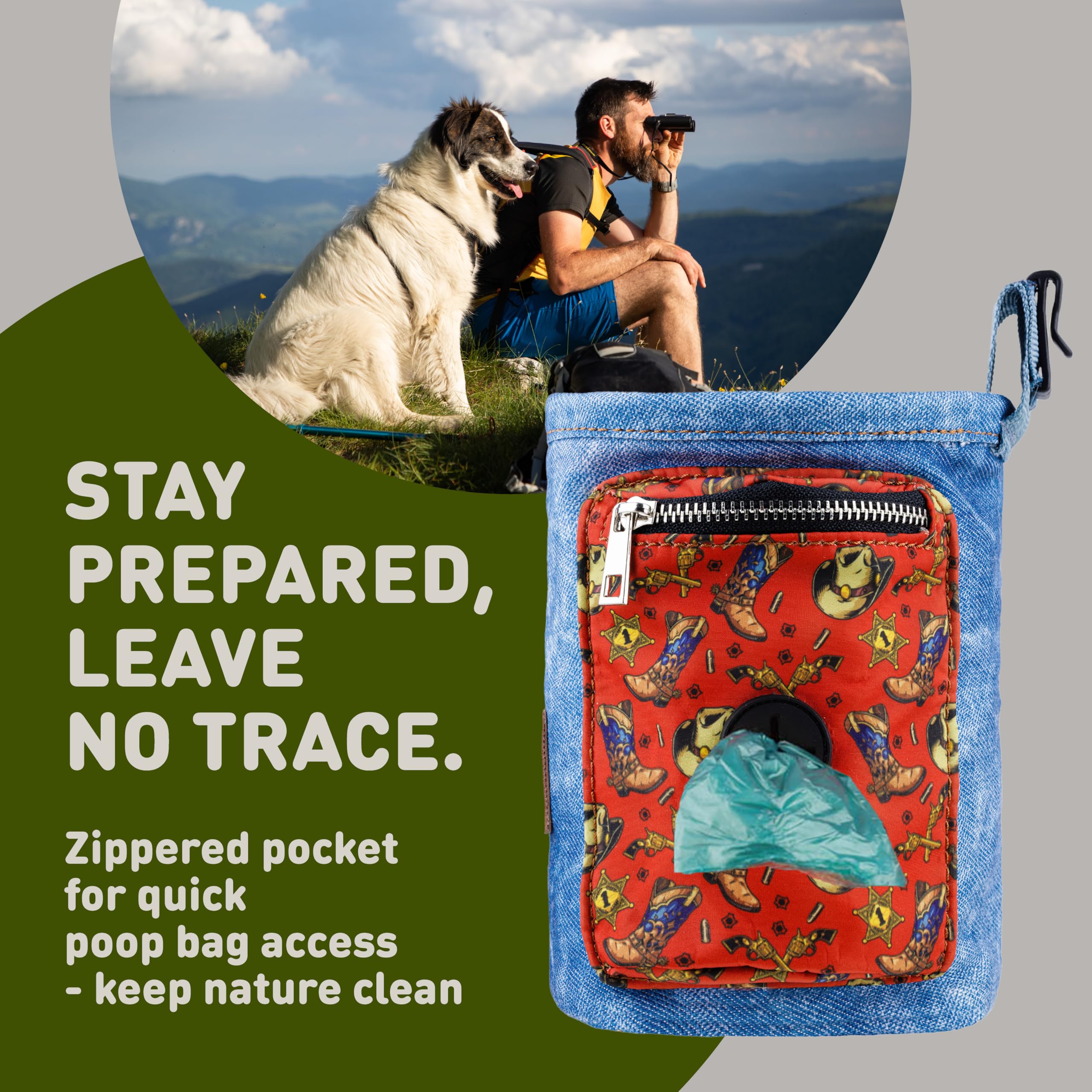 INSPECTOR TAIL Dog Treat Pouch w Belt & Clip - Hands Free | No Spill w Airtight Drawstring Closure | 4 Ways to Wear Training Tot