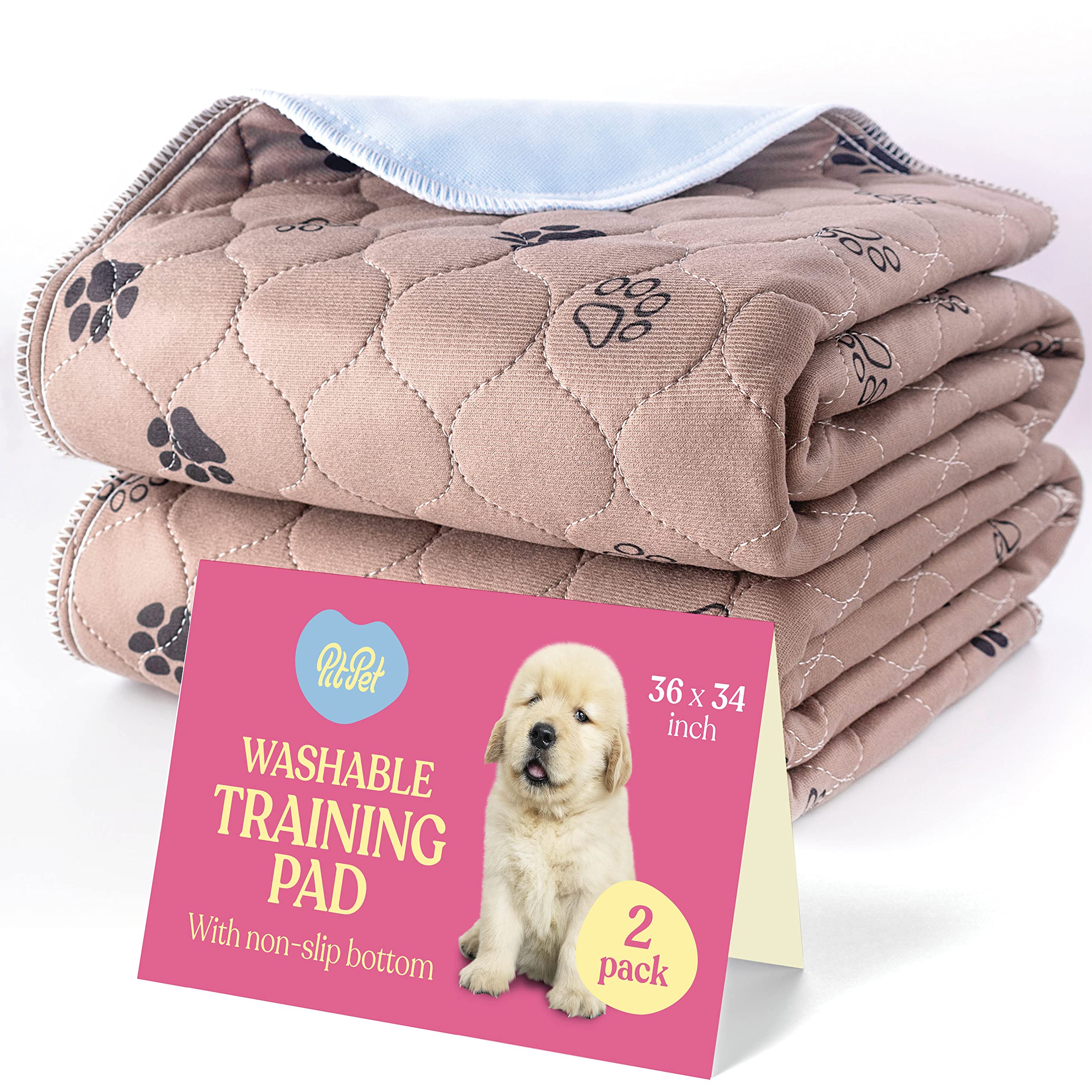 Super Absorbent Washable Pee Pads For Dogs - 2-Pack Superior Reusable Puppy Pads Pet Training Pads -100% Waterproof Dog Pee Pad Protects Against Urine Leakage Non-Slip Grip Prevents Slipping& Bunching