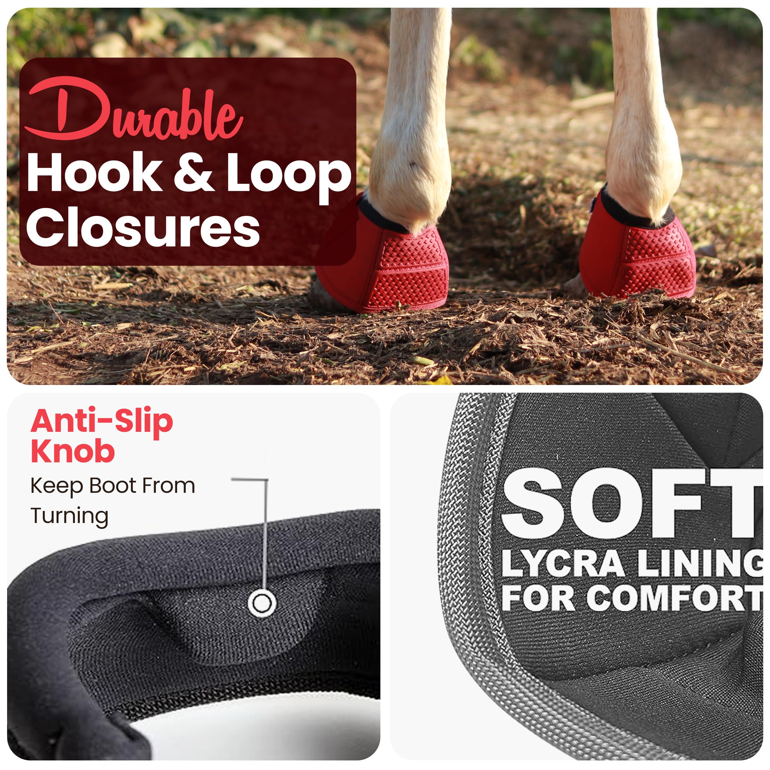 Horse Bell Boots (Red, Medium)