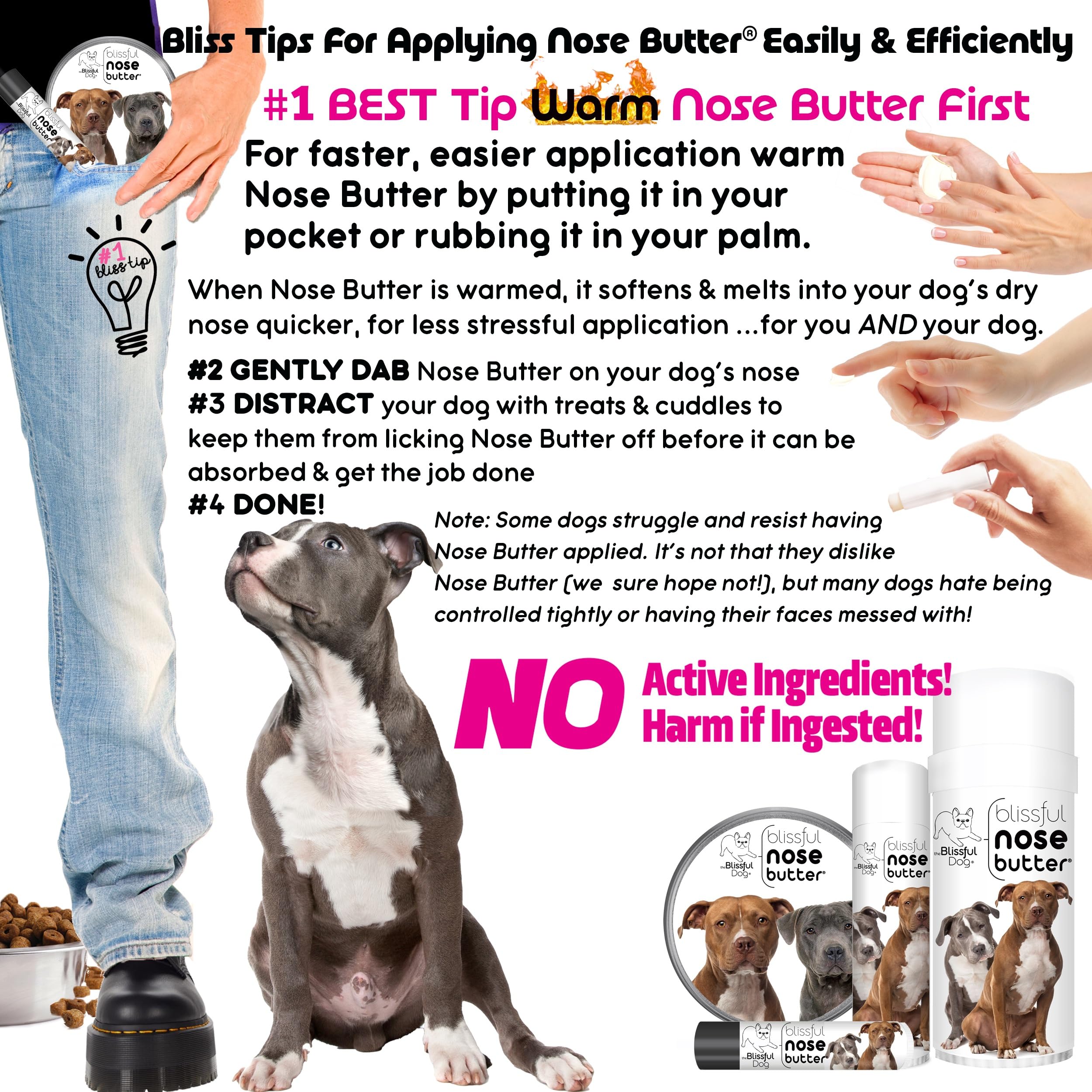 The Blissful Dog American Staffordshire Terrier Nose Butter, Versatile Dog Nose Balm for Dry Nose, Handcrafted Nose Moisturizer,