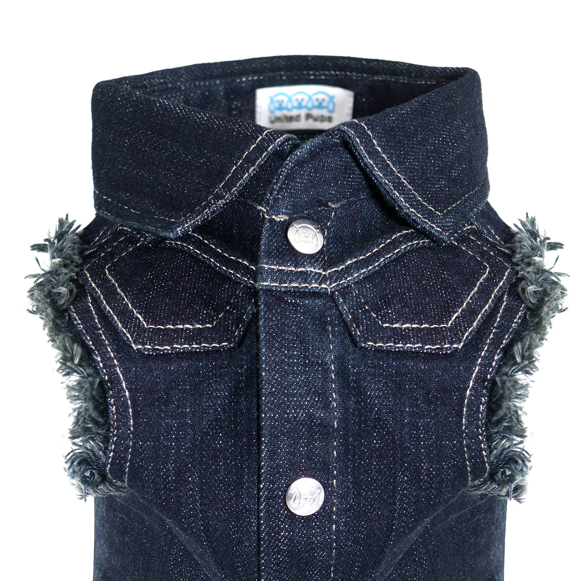 United Pups Fashion Jean Jacket For Dogs (Chill Pups Navy Blue, Size 4)